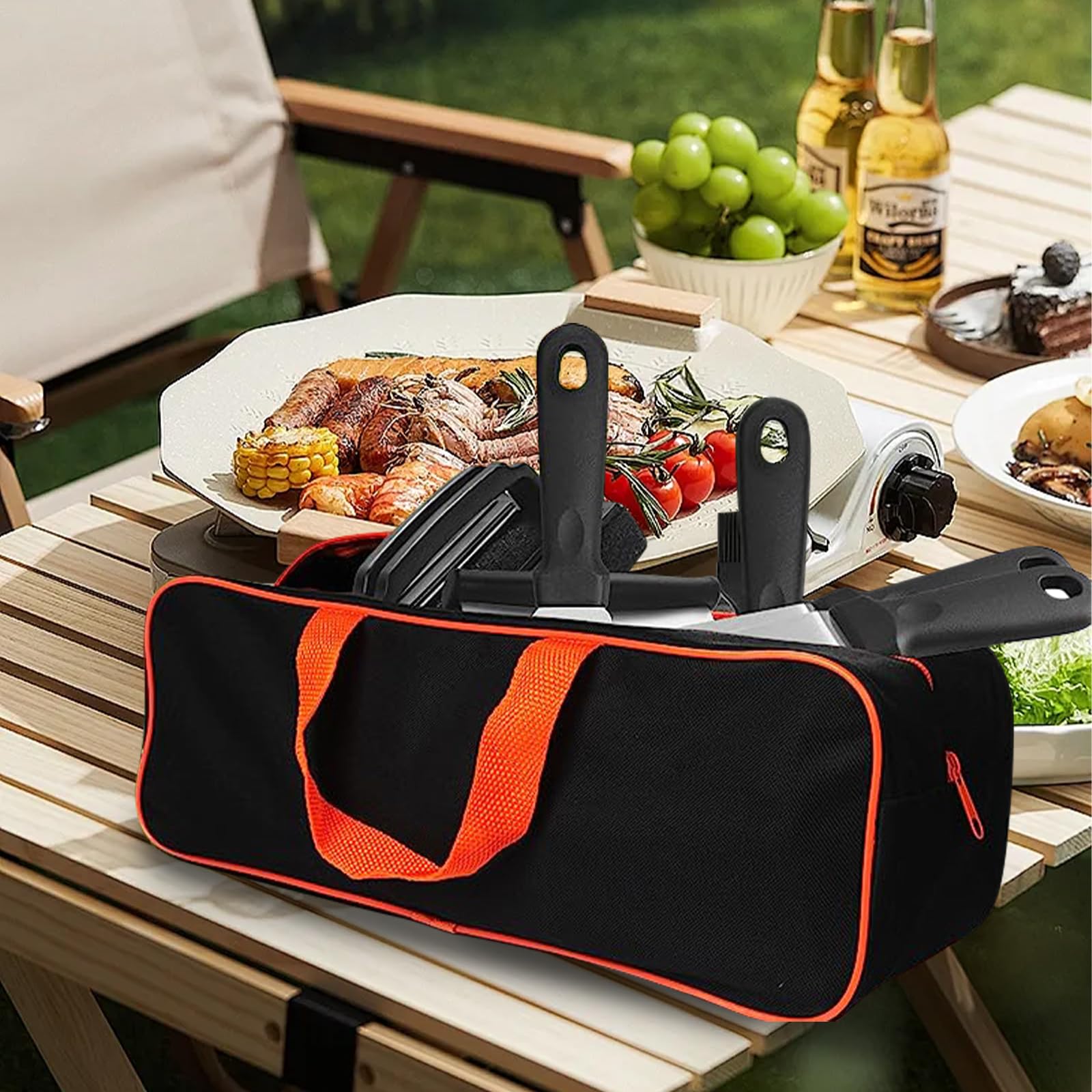 Akcesoria do grilla, zestaw szpachli do grilla, zestaw BBQ ze stali nierdzewnej, 17-częściowy zestaw narzędzi Teppanyaki, sztućce do grilla z szpatułką, butelką na przyprawy, foremką do omletu,