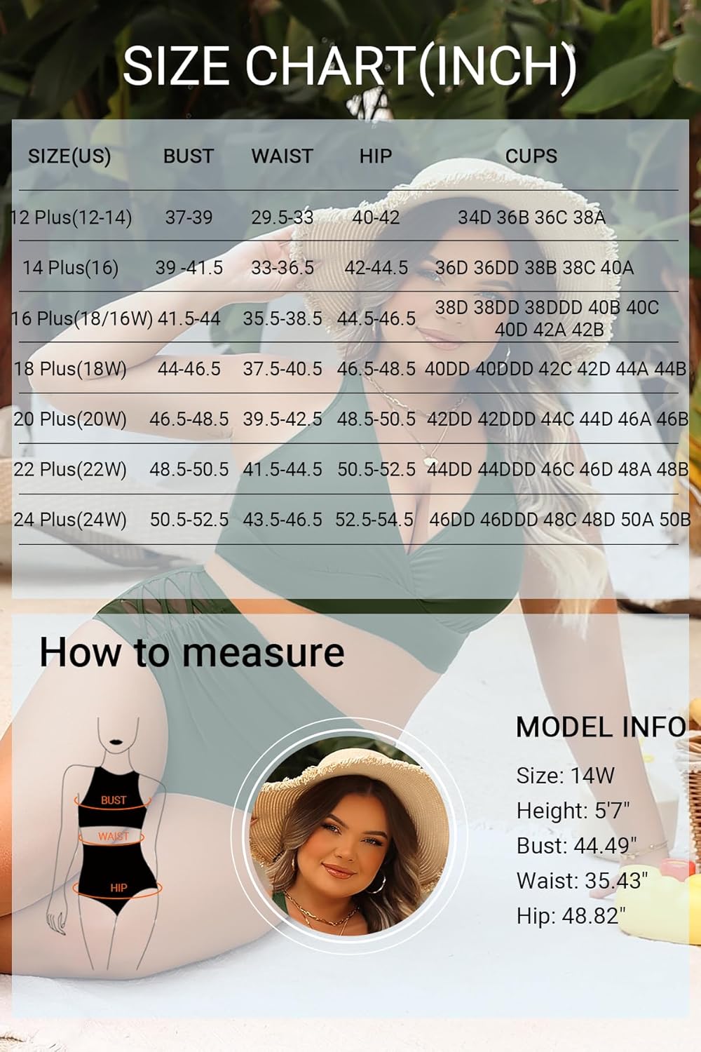 Yonique Womens Plus Size Bikini High Waisted Swimsuits Two Piece Bathing Suits Tummy Control Swimwear - Image 6