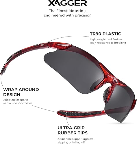 Miniatura 2 de Xagger Gafas de sol deportivas polarizadas para niños y niñas, gafas de béisbol y sóftbol, montura TR90