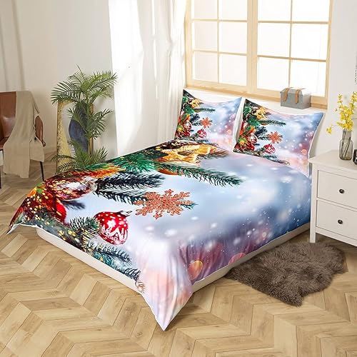 Miniatura 3 de Juego de ropa de cama con temática de Feliz Navidad, para niños y niñas, funda de edredón de ciervos de Papá Noel, para niños, adolescentes, árboles