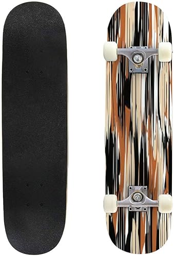 Patrón de piel de vaca con textura que se repite sin costuras, monopatines de moda en blanco y negro para principiantes, 31 x 8 pulgadas, tablas