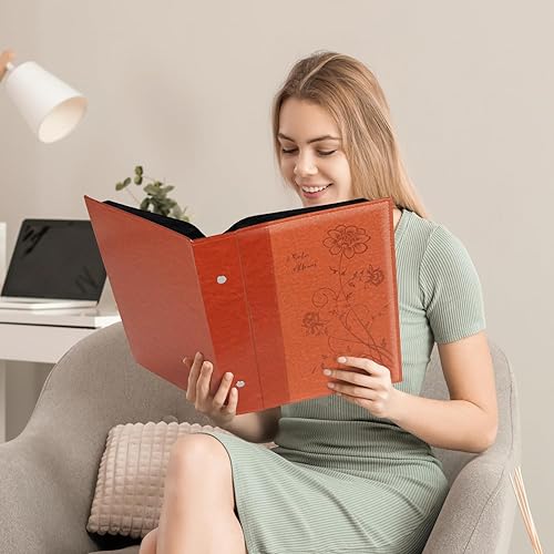 Miniatura 6 de Artmag Álbum de fotos de 4 x 6 pulgadas, 300 fotos, cubierta de cuero de gran capacidad, para bodas, álbumes de fotos familiares con capacidad para