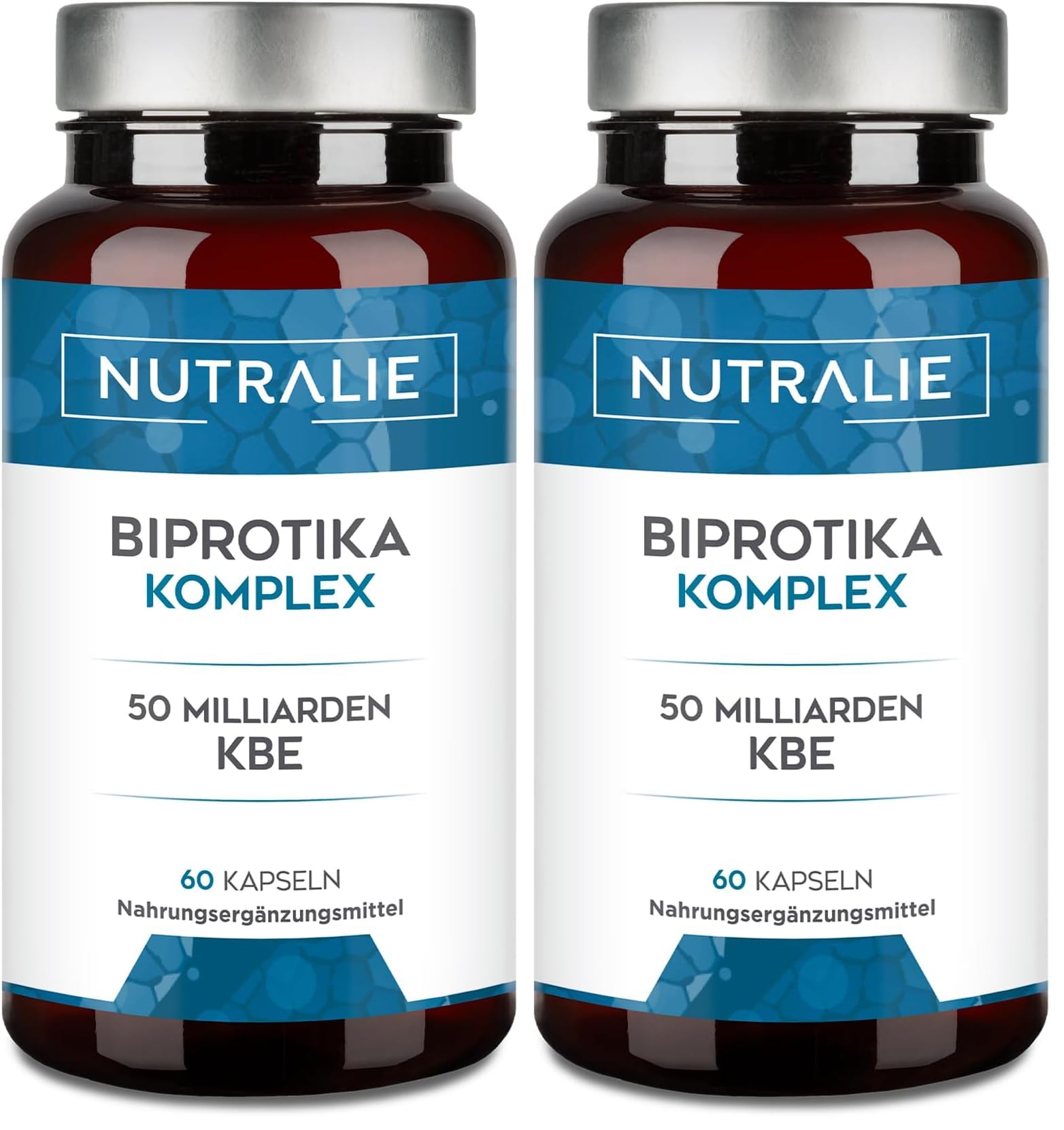 Biprotics Kulturen Komplex 50 Mrd KbE pro Dosis | 10 Stämmen | 60 magensaftresistente Kapseln für eine bessere Resorption | Nutralie (Packung mit 2)