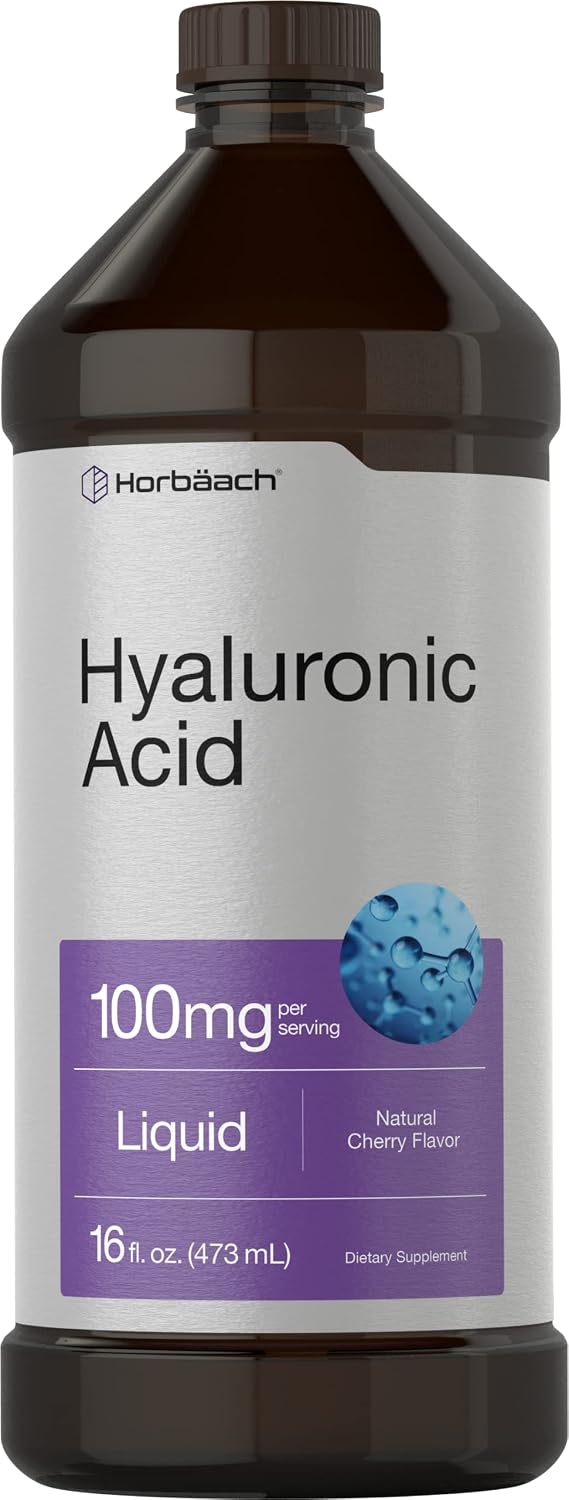 Liquid Hyaluronic Acid Supplement | 100 mg | 16 oz | Cherry Flavor | Non-GMO and Gluten Free Formula | by Horbaach