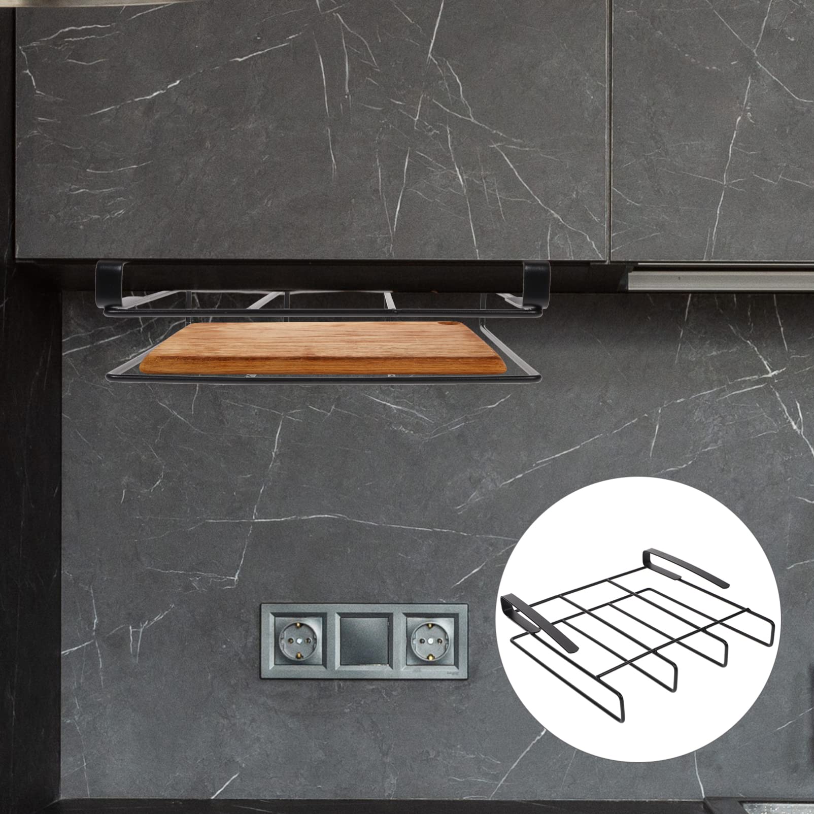 Anneome Hanging Cutting Board Rack Stainless Steel Kitchen Organizer for Pot Lids Cutting Boards Compact Under Cabinet Storage Holder for Kitchen Essentials Multi-use Design for Space-Saving