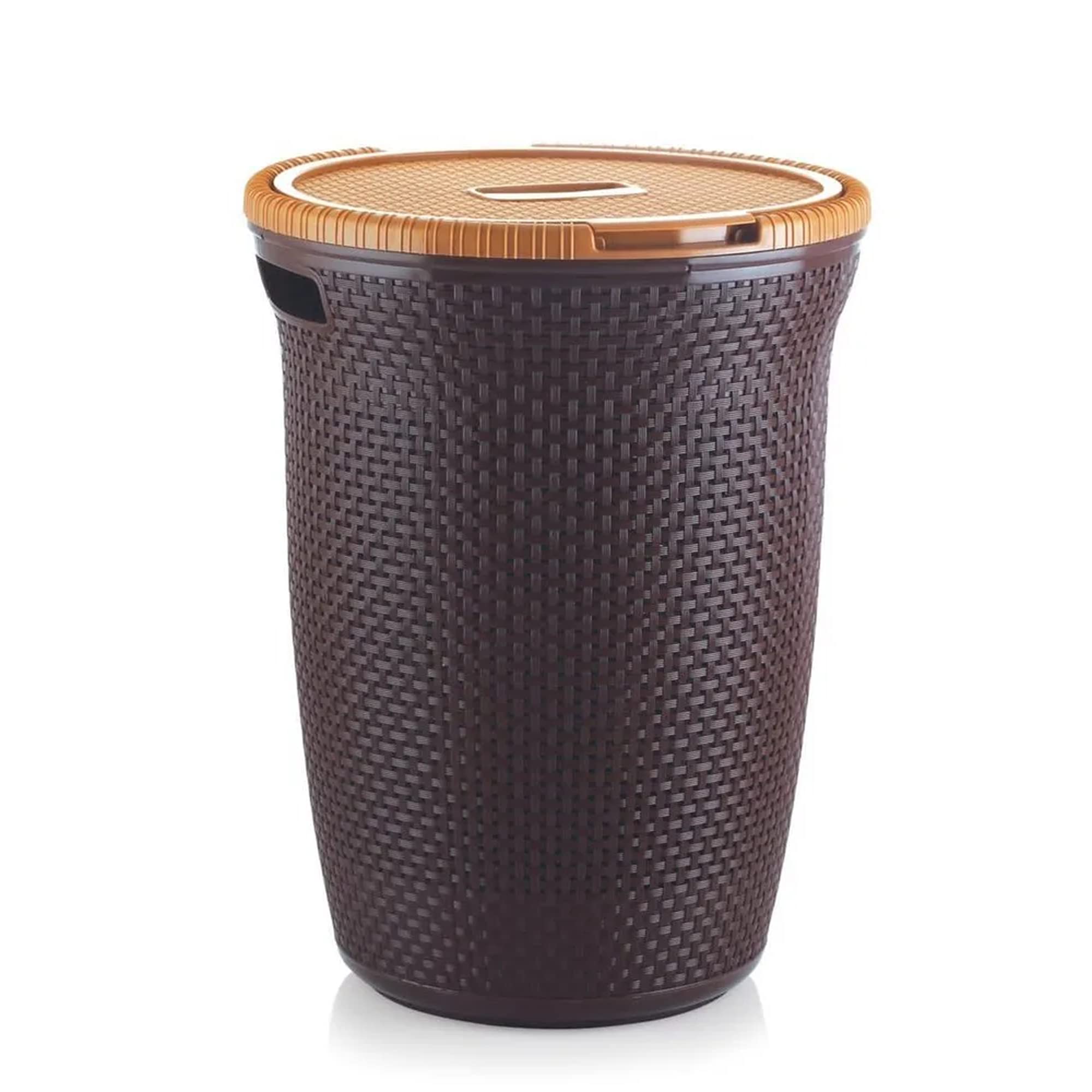 Nakoda Ikon Laundry basket, plastic basket assorted colors with cover lightweight and easy to clean with airflow design, laundry bin - (42L)