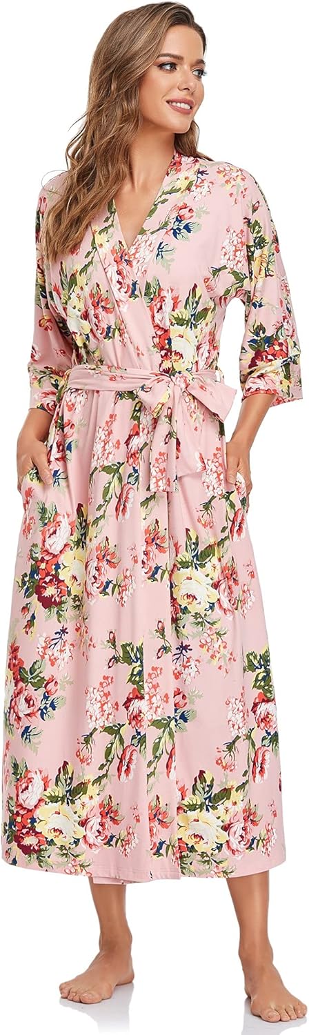 Women's Soft Robes Long Bath Robes Full Length Kimonos Sleepwear Dressing Gown,Solid Color - Image 4