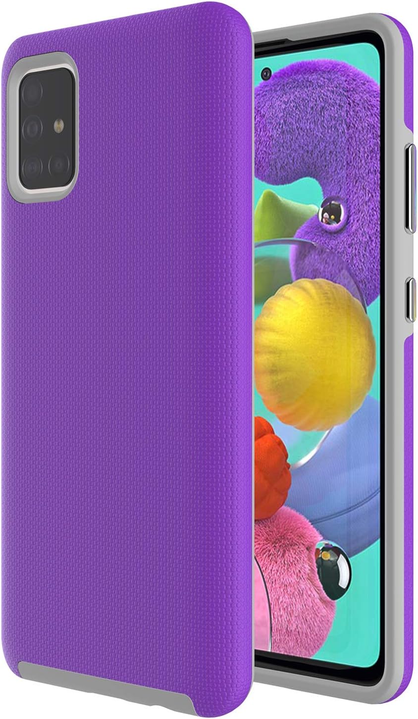 Ownest Compatible Samsung Galaxy A51 Case,[Not Fit A51 5G Version],Non-Slip Anti-Fall Dual Layer 2 in 1 Hard PC TPU with Protection Lightweight for Samsung Galaxy A51-Purple
