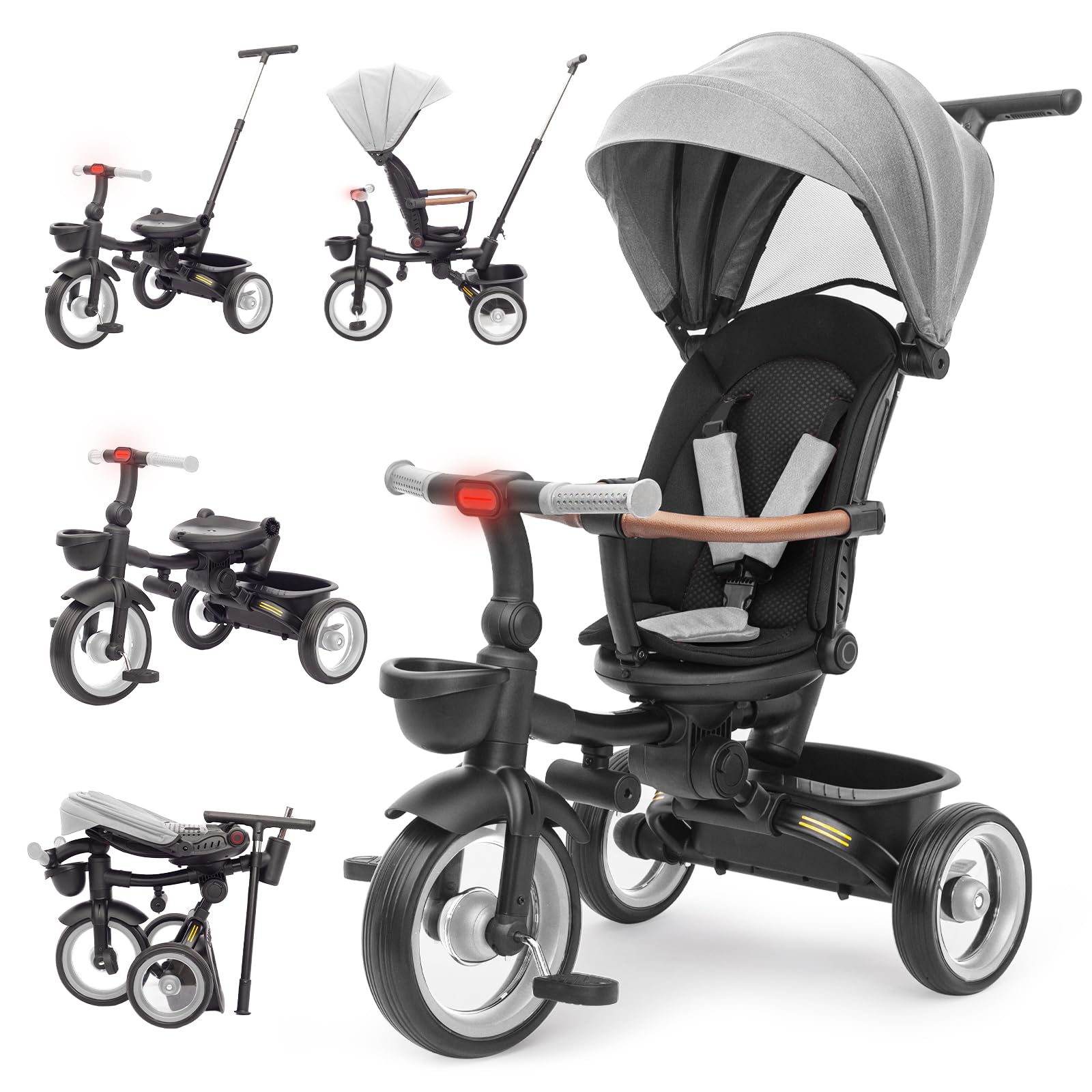 Amazon.co.jp: UBRAVOO 子供用三輪車 7in1 三輪車 折りたたみ 手押し棒