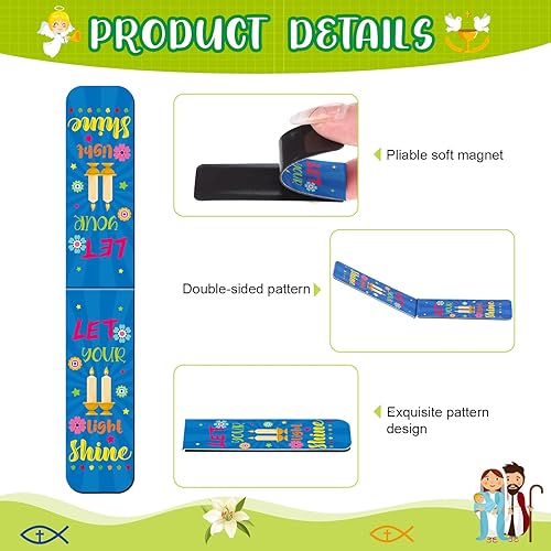 Miniatura 3 de Harloon 48 marcadores cristianos para niños, versículos de la Biblia, marcadores magnéticos religiosos inspiradores, imanes de escritura bíblica,