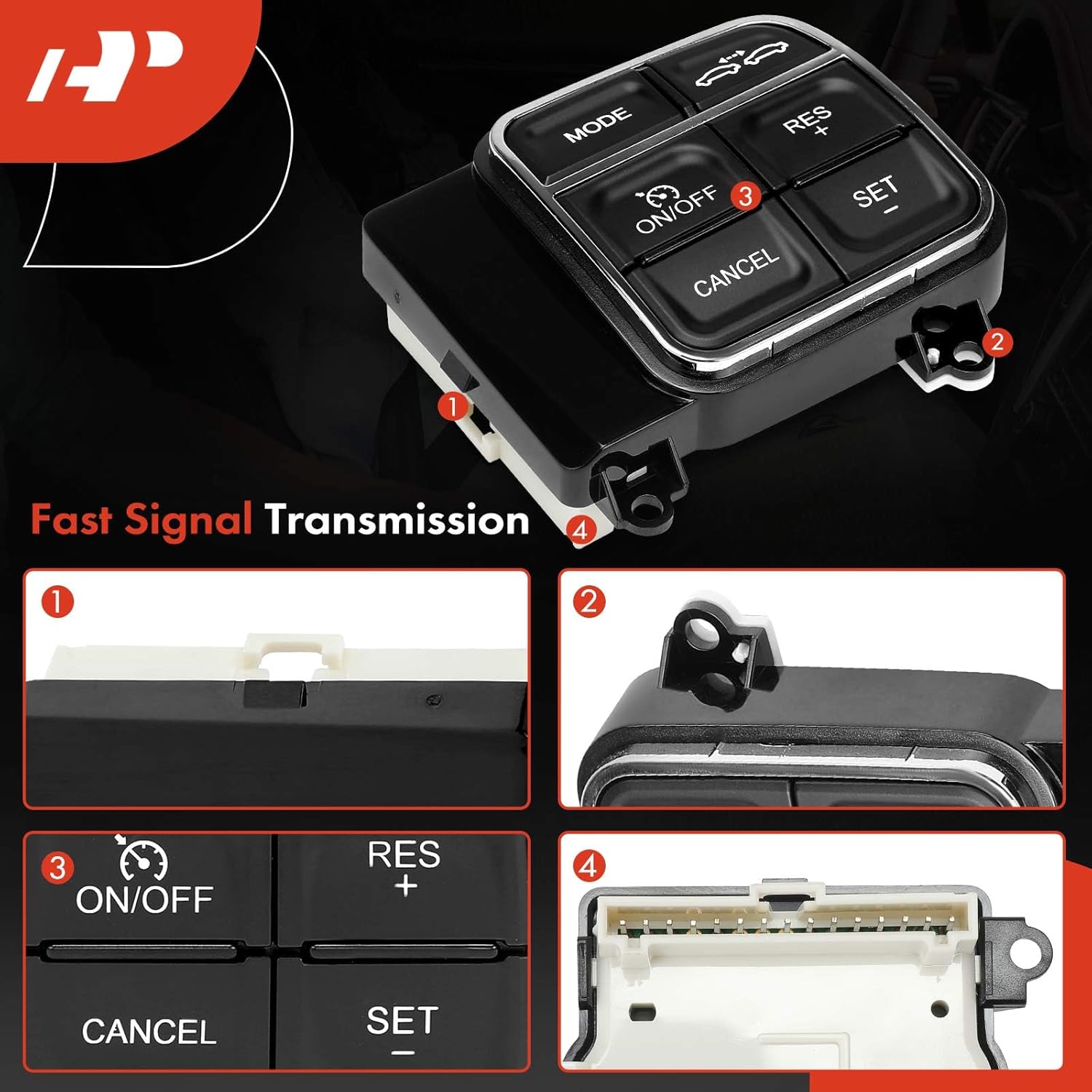 A-Premium Steering Wheel Mounted Cruise Control Switch Buttons Compatible with Dodge Charger 2011-2014, Durango 2011-2013 & Chrysler 300 2011-2014