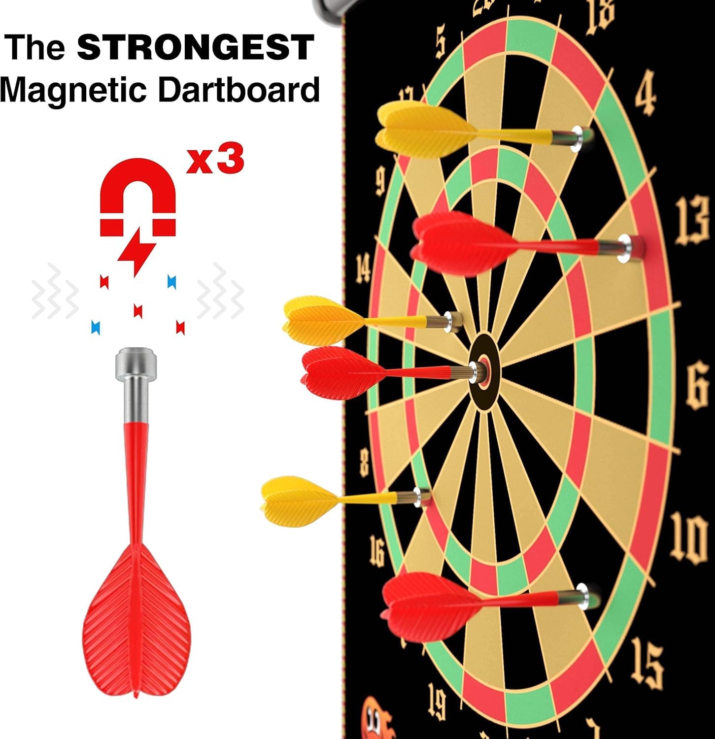 Vibgyor Vibes Double-Sided Portable, Foldable Magnetic Dart Board with Non-Pointed Darts – Multicolor Dart Board with 4 Darts (14 Inches) 1