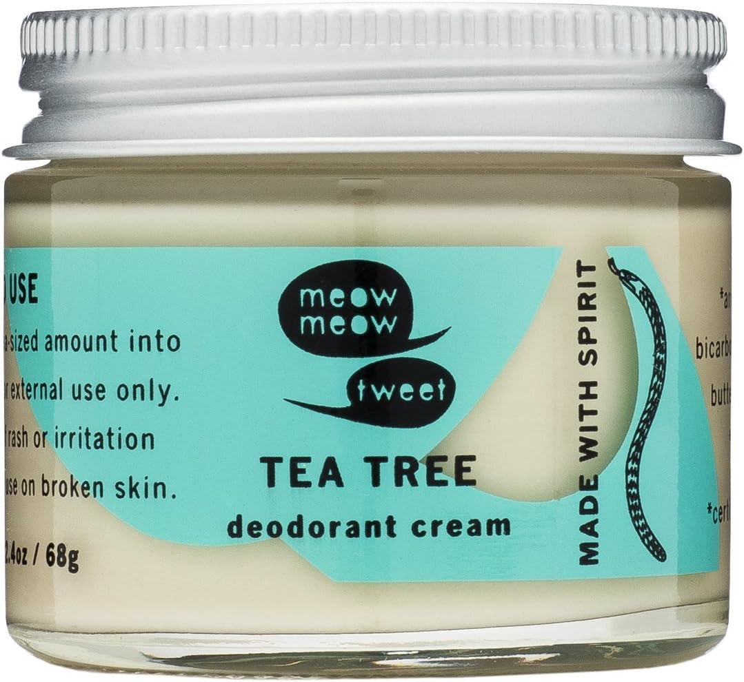 Meow Meow Tweet Natural Deodorant for Sensitive Skin - Baking Soda Deodorant Cream - Tea Tree