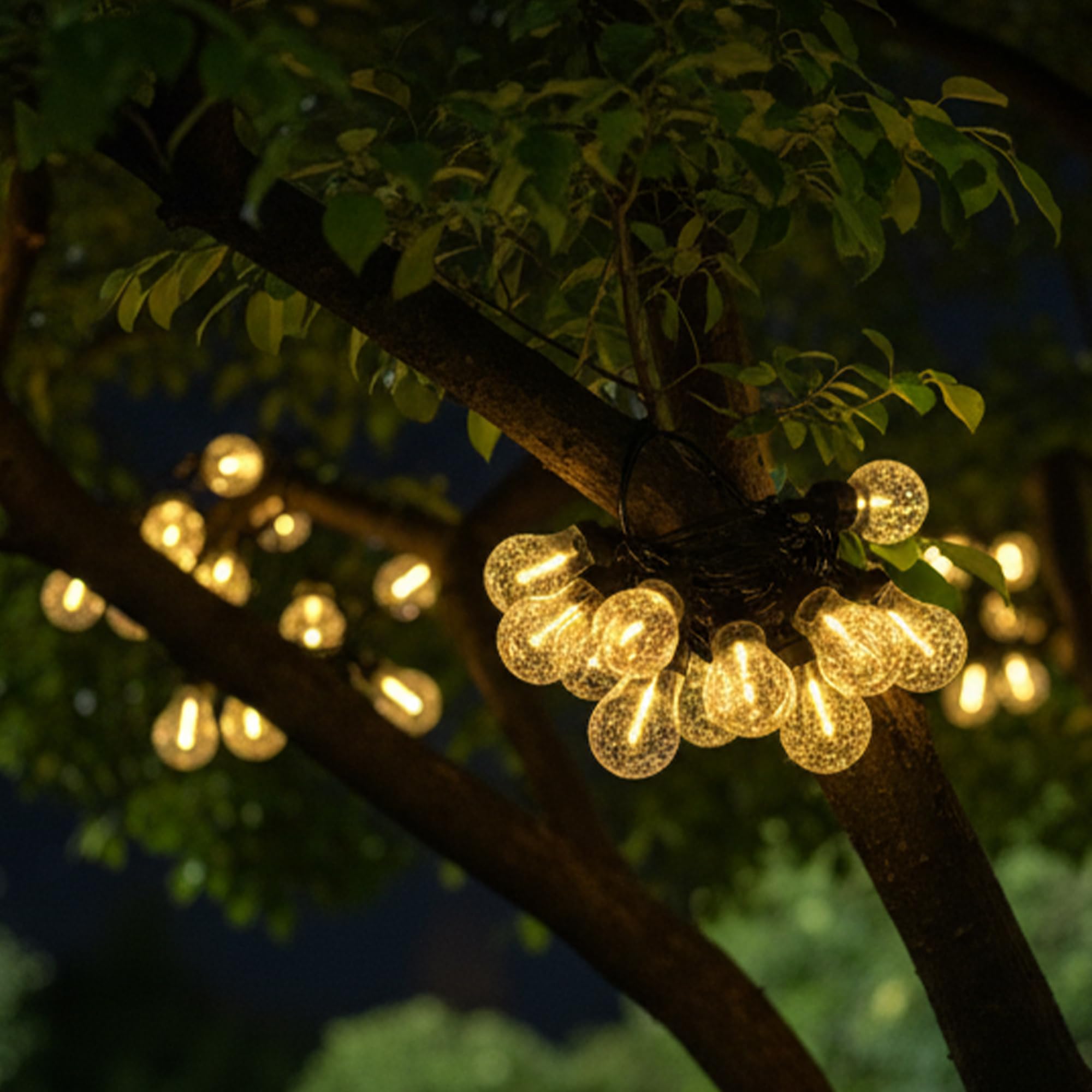 Guirlande lumineuse solaire 25 ampoules bulles BUBBLE STRING LIGHT LED blanc chaud dimmable 20m