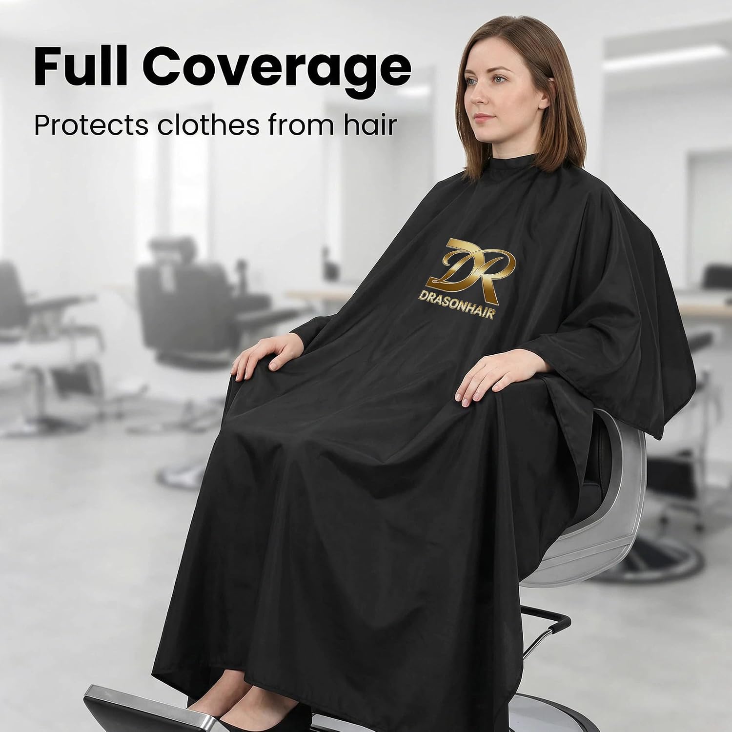 Barber Cape Waterproof Hair Sticking Resistant, Unisex Professional Hair Cutting Cape for Men Women