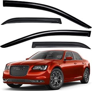ZZDSNJAUTOPARTS Smoke Tape-On Window Visors Rain Guards for 2011-2022 Chrysler 300 - 4pc Easy Install Deflectors