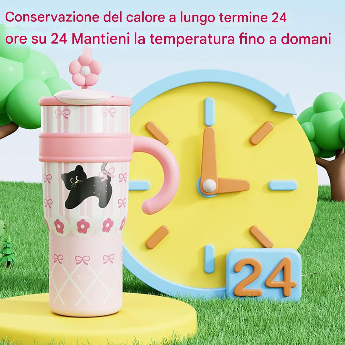 Vaso con pajita Botella hermética reutilizable con asa