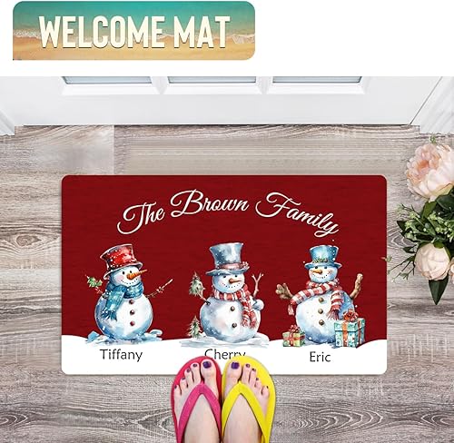 Miniatura 2 de Tapetes de campamento personalizados para exteriores con tu nombre, alfombras de Navidad para interiores con apellido, tapete personalizado de