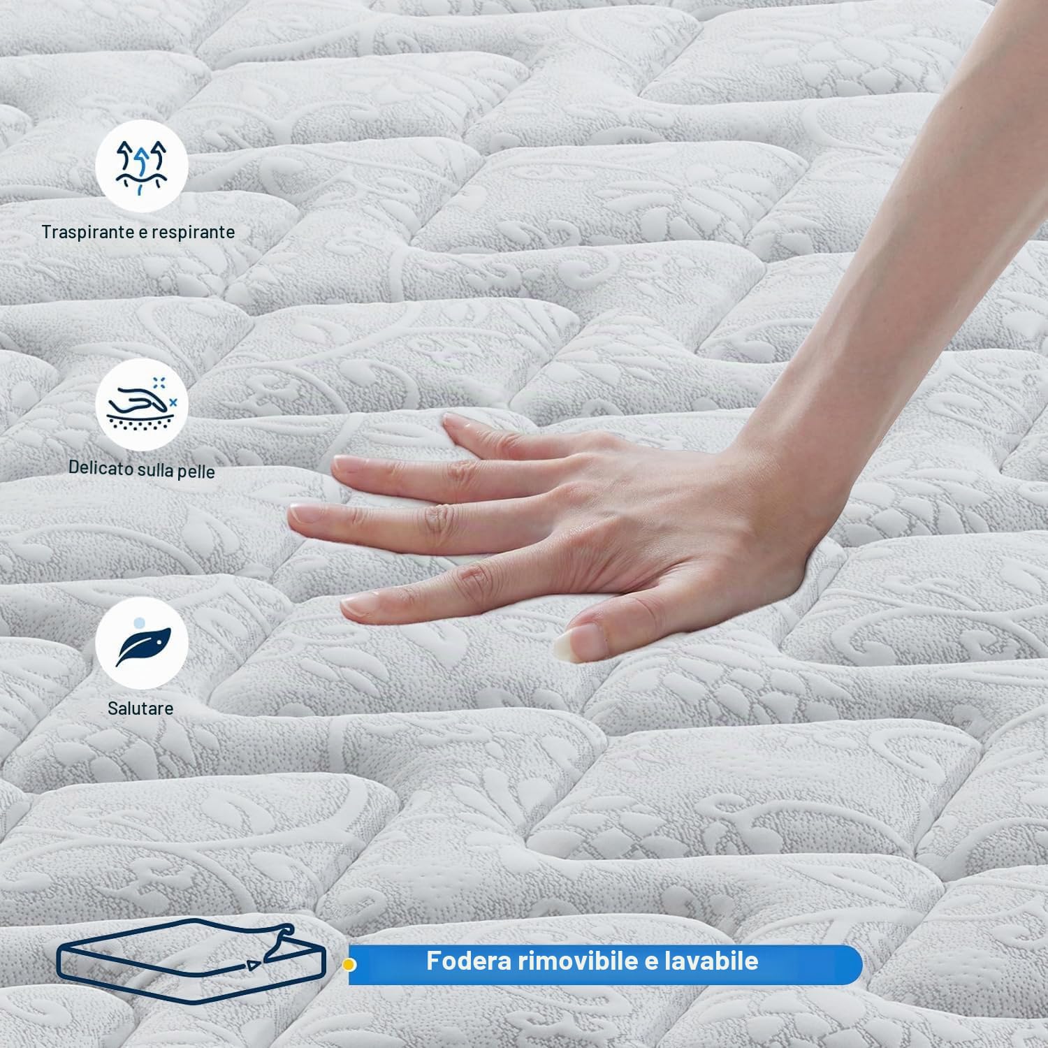 Materasso Matrimoniale 160x200 Altezza 30 cm, Certificato OEKO-TEX, materasso a Molle e Schiuma, materassi Memory, Media Rigidità H3, Materassi Ortopedico e Ergonomico, Ipoallergenico e Traspirante