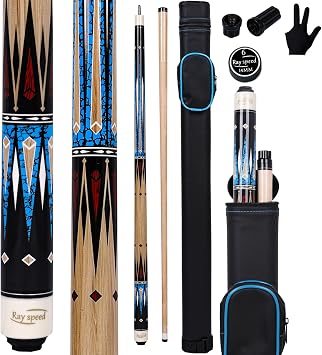 Pool Cue Stick with Hard Case Hardwood Canadian Maple Professional Billiard Pool Stick 58" 2-Pieces 19/20oz Pool Stick Set