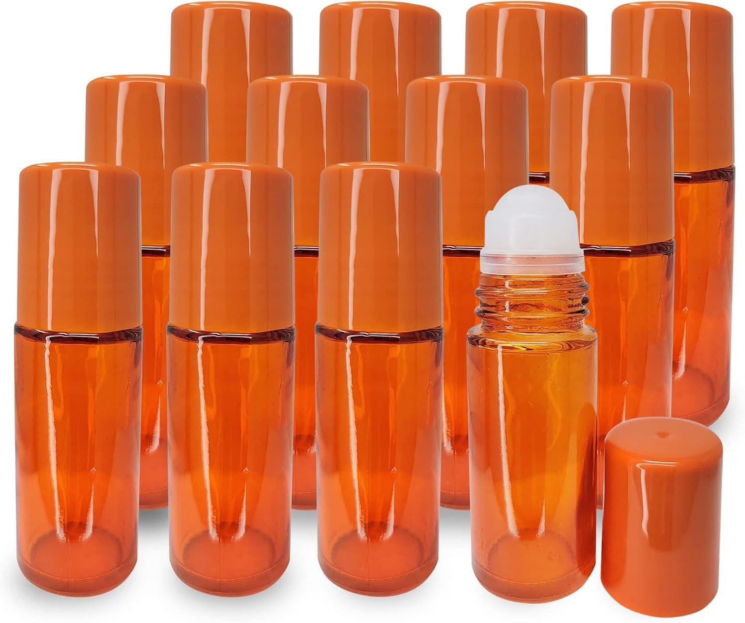 Roll-On Glass Bottles – 12 Bottles (Pack of 1) Refillable Clear Bottles with Roller Balls bottle, Leakproof Caps – 30ml Essential Oil, Perfume & Massage Oil Containers