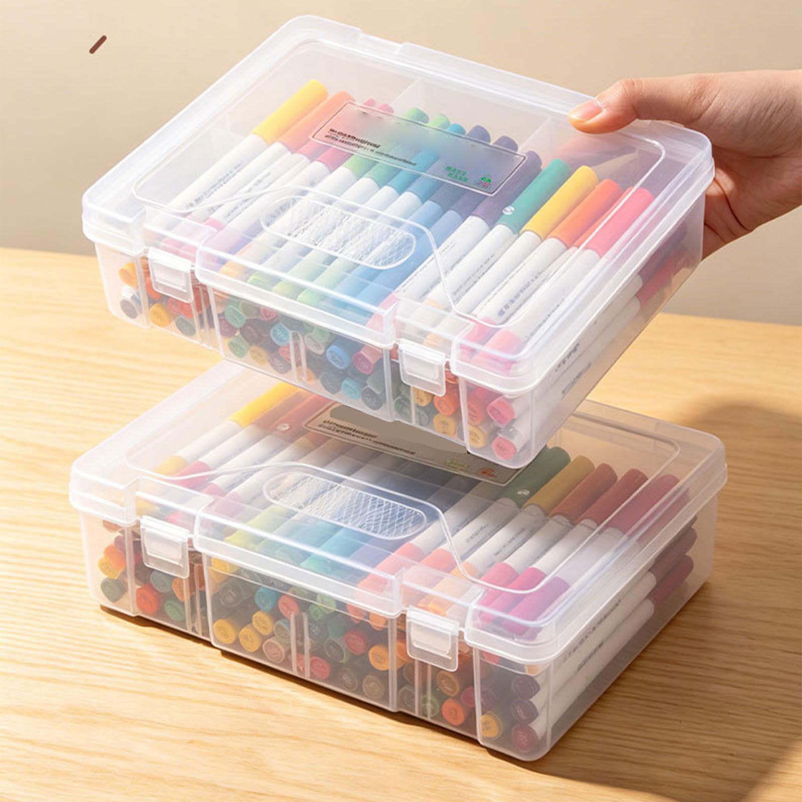 Custodia trasparente con custodia protettiva con scomparto regolabile per schizzi e strumenti da disegno, custodia sicura e ordinata, Doppio strato, 5 pack