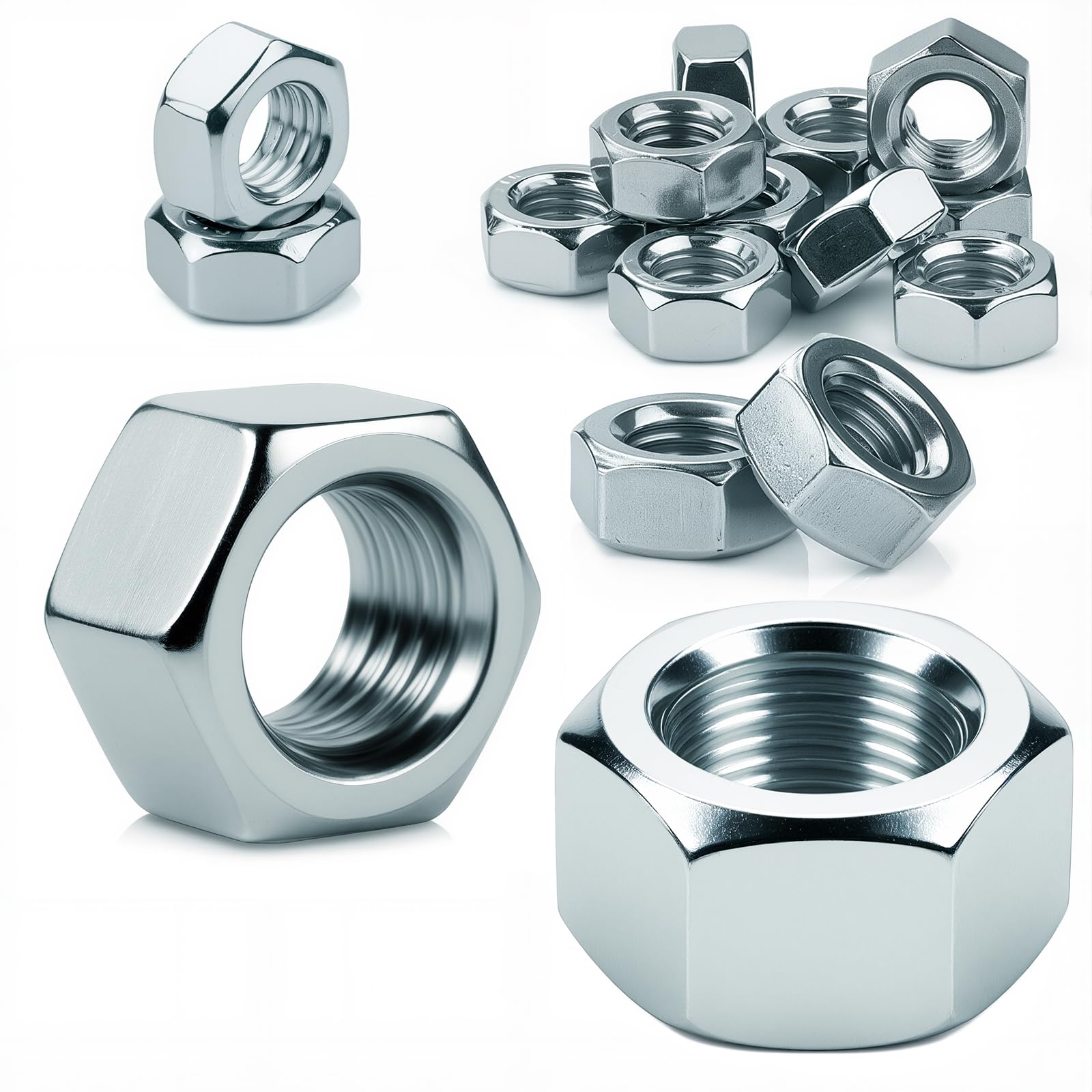20 Stück M16 Muttern Mutter Sechskantmuttern Verzinkt Stahl Hochwertige Muttern für Schrauben Unterlegscheiben Gewindestangen Bolzen Kupplungen Verstell Befestigungselemente im Innen und Außenbereich