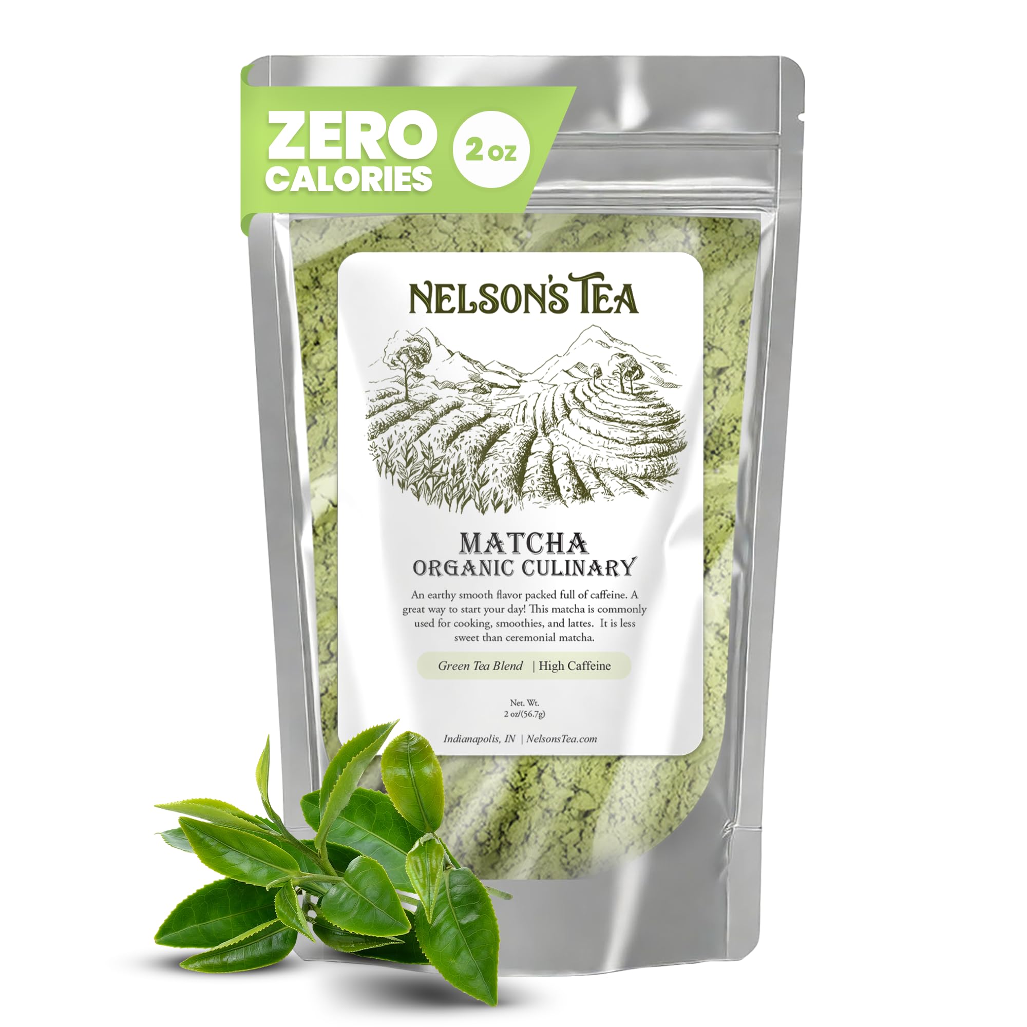 Nelsons Tea Organic Matcha Powder Premium Culinary Grade Green Tea for Lattes Smoothies Cooking Versatile Ideal for Healthy
