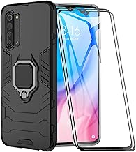 XIFAN - Case for OPPO Find X2 Lite New Robust Ring Stand Works with Magnetic Car Mount Case Cover, Black + 2 Packs Tempered Glass Screen Protector