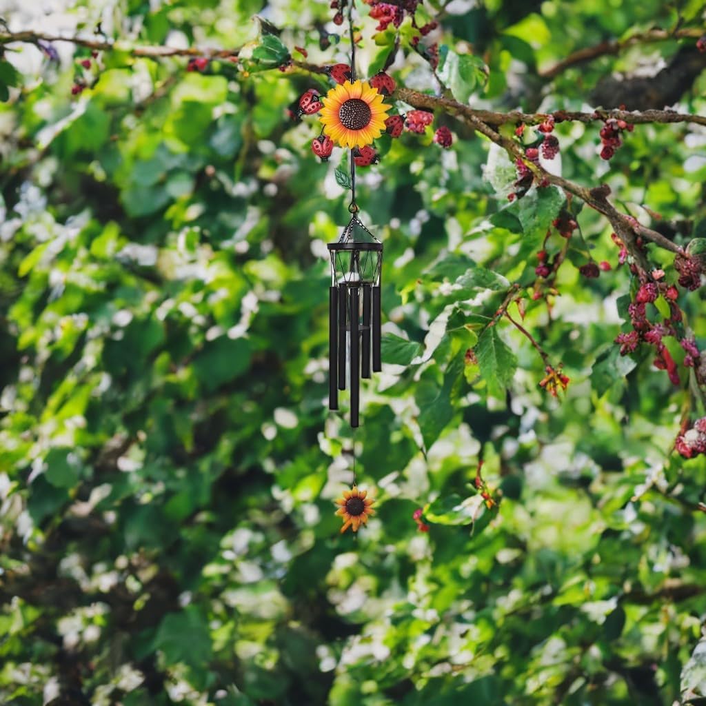 ICE ARMOR 41" Long Flower with unFlower Wind Chime Statue Sculpture Ornament Decoration Home/Room Decor and Gift Ideas for Housewarming, Holidays and Birthdays Great Collectible Addition