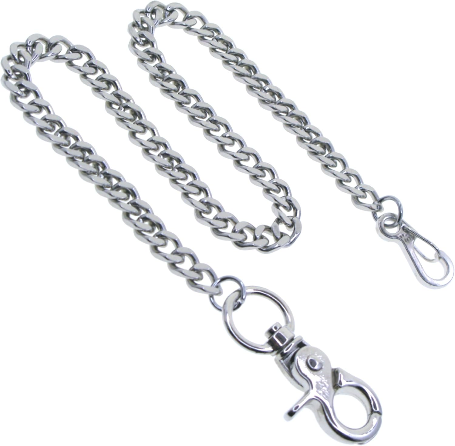 Pocket Watch Chain Albert Chain Silver Color Heavy Metal 7 MM Thick Cuban Curb Link Chain with Swivel Lobster Clasp FC71
