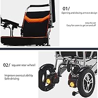 Vista 2 de Silla de ruedas eléctrica de aluminio, silla de ruedas eléctrica de lujo para adultos, motor de potencia máxima de 500 W, batería de largo alcance