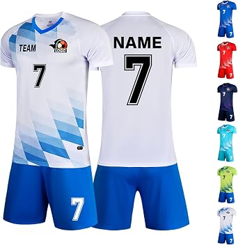 LAIFU Custom Adult Kids Football Shirt, Personalise Your Name, Number, Logo and Team Name Breathable Football Kits