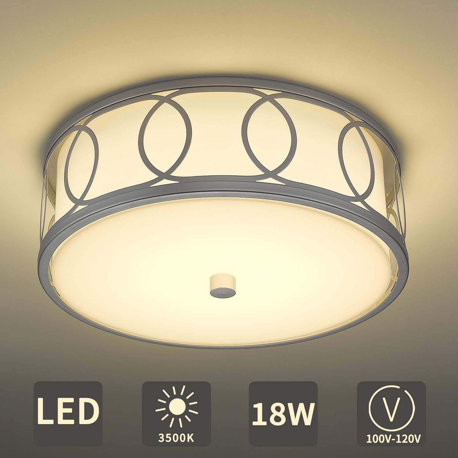 Greatest Product Flush Mount Light Fixture, LMS 14 inch 18W 1500 Lumens LED Ceiling Lights, 3500K Warm White, CRI 80+, Satin Nickel Lighting Fixture, Metal Body and Acrylic Shade, LMS-064 Flash Deals - 40% OFF Flush Mount Light Fixture, LMS 14 inch 18W 1500 Lumens LED Ceiling Lights, 3500K Warm White, CRI 80+, Satin Nickel Lighting Fixture, Metal Body and Acrylic Shade, LMS-064