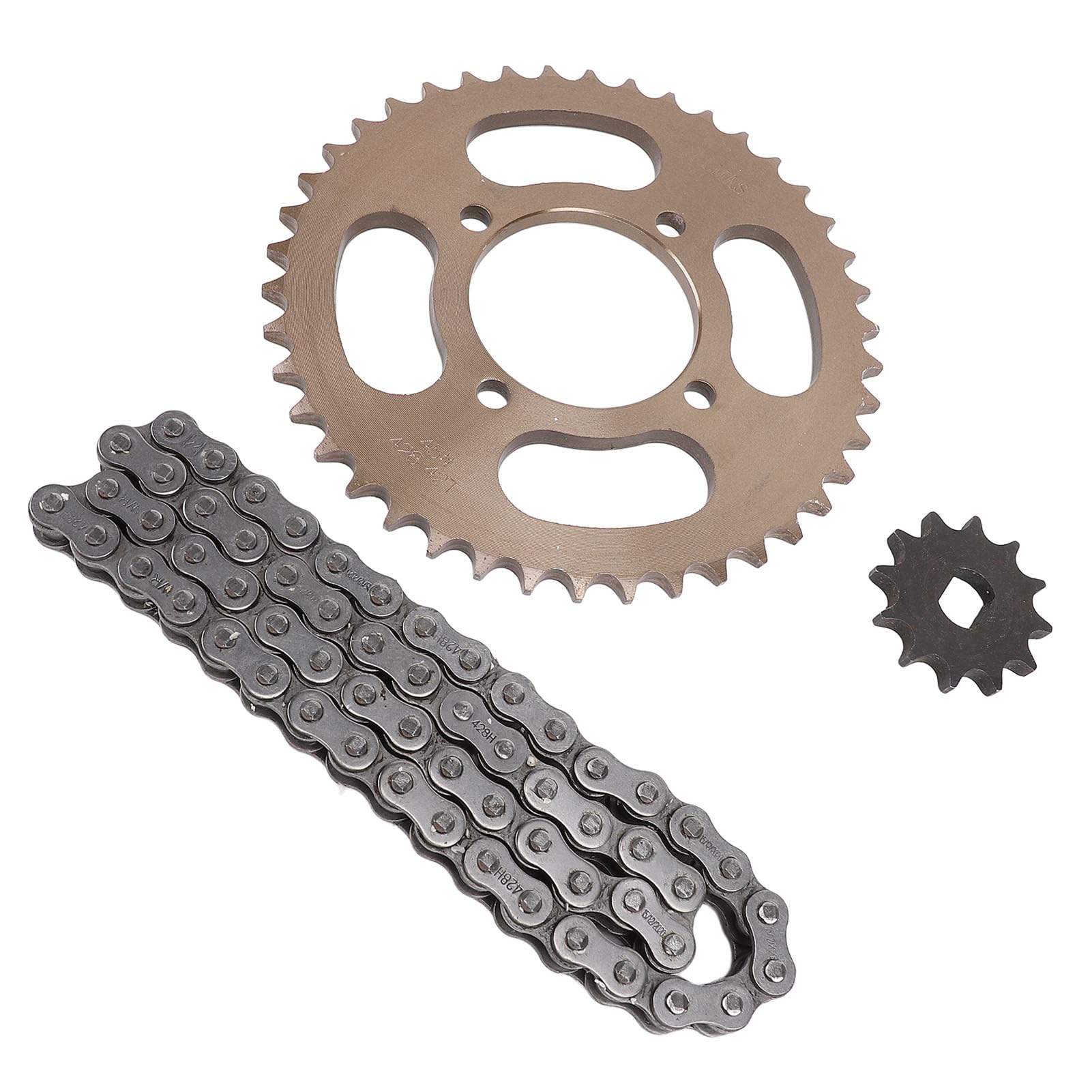 Kit chaîne et pignon 428 (60 maillons) : chaîne 12x17 mm, pignon Avant 12 Dents et pignon arrière 76 mm 42 Dents, Remplacement pour Moto