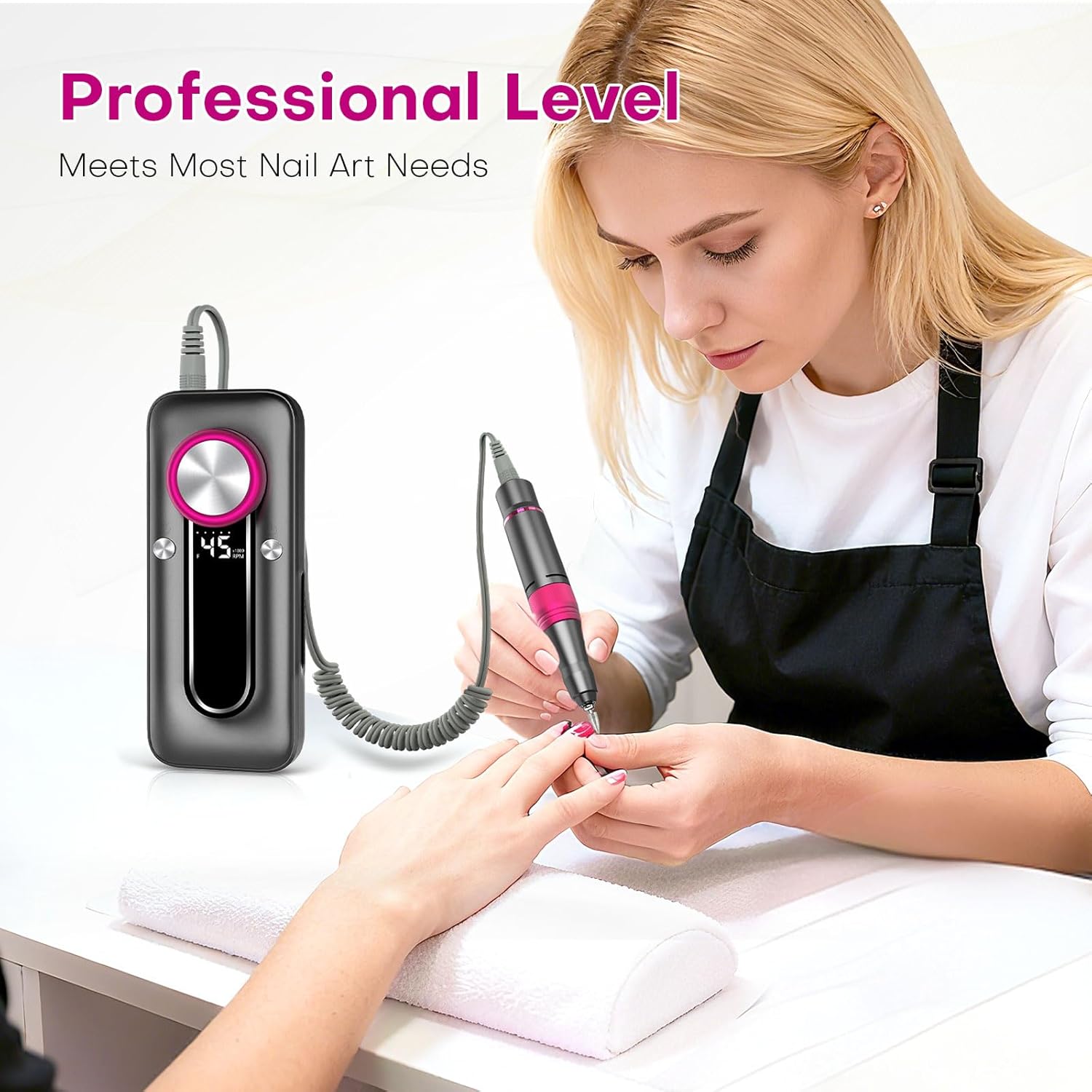 TUOBEO Nail Drill Electric Nail File Kit 45000 RPM Professional Efile Nail Set,Cordless Portable Rechargeable Acrylic Gel Nail Polish Remover Machine Pedicure Manicure Tool for Salon Home Gray