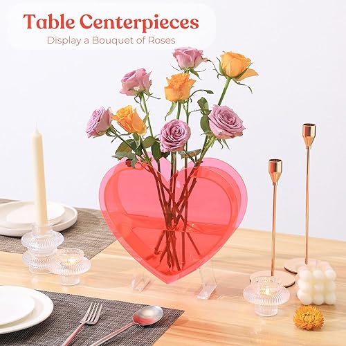 Miniatura 4 de Jarrón de corazón, jarrón acrílico en forma de corazón para flores, decoración del día de San Valentín, jarrones de flores modernos, regalos del día