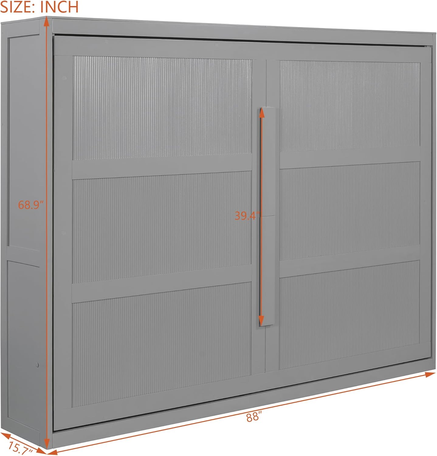 Harper & Bright Designs Queen Size Murphy Bed Wall Bed with LED Lights, Solid Wood Queen Platform Bed, Murphy Chest Bed, Muti-Functional Cabinet Bed for Kids Teens Adult,Gray