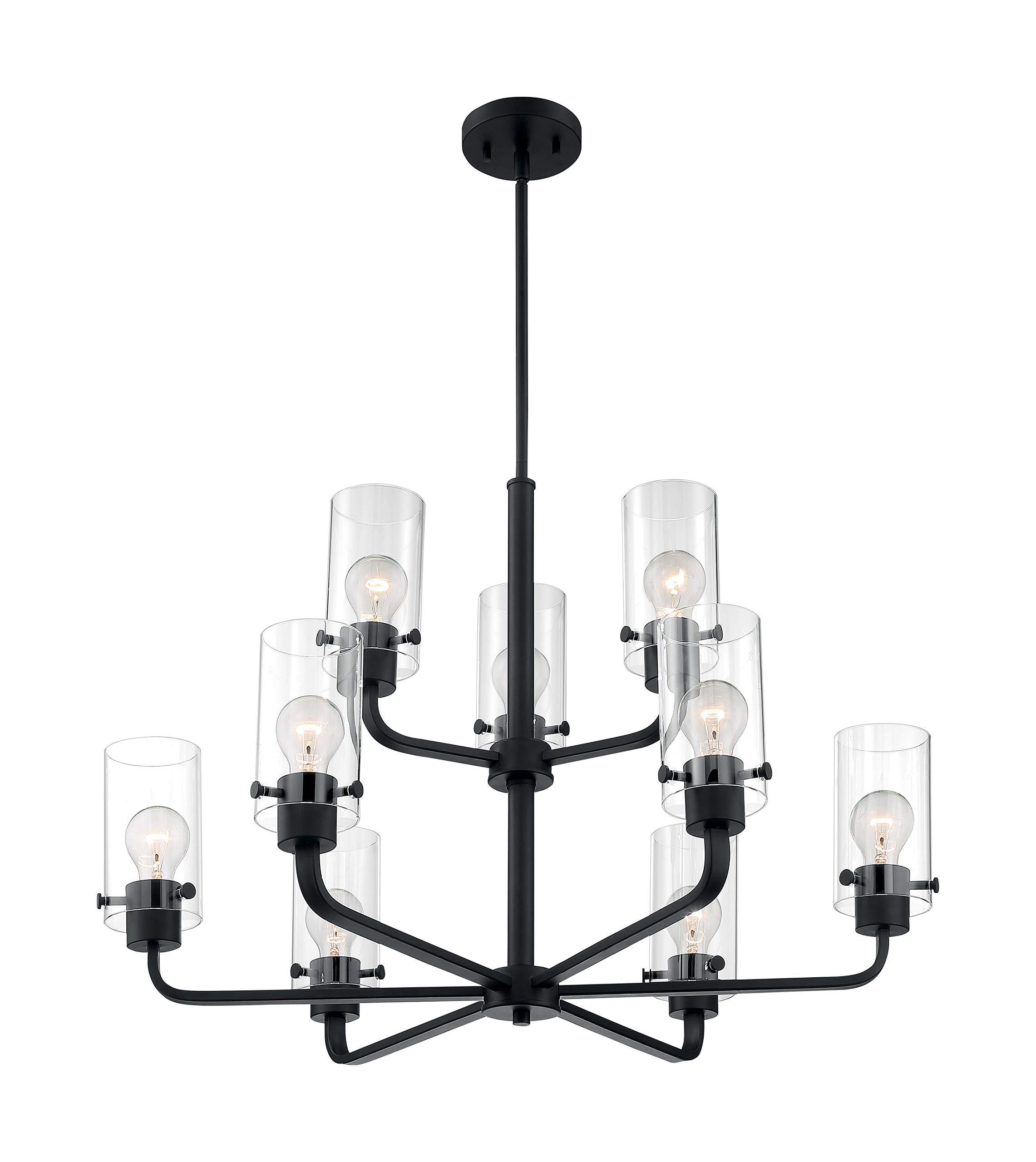 Nuvo 60/7279 Sommerset 9-Light Chandelier with Clear Glass, Matte Black
