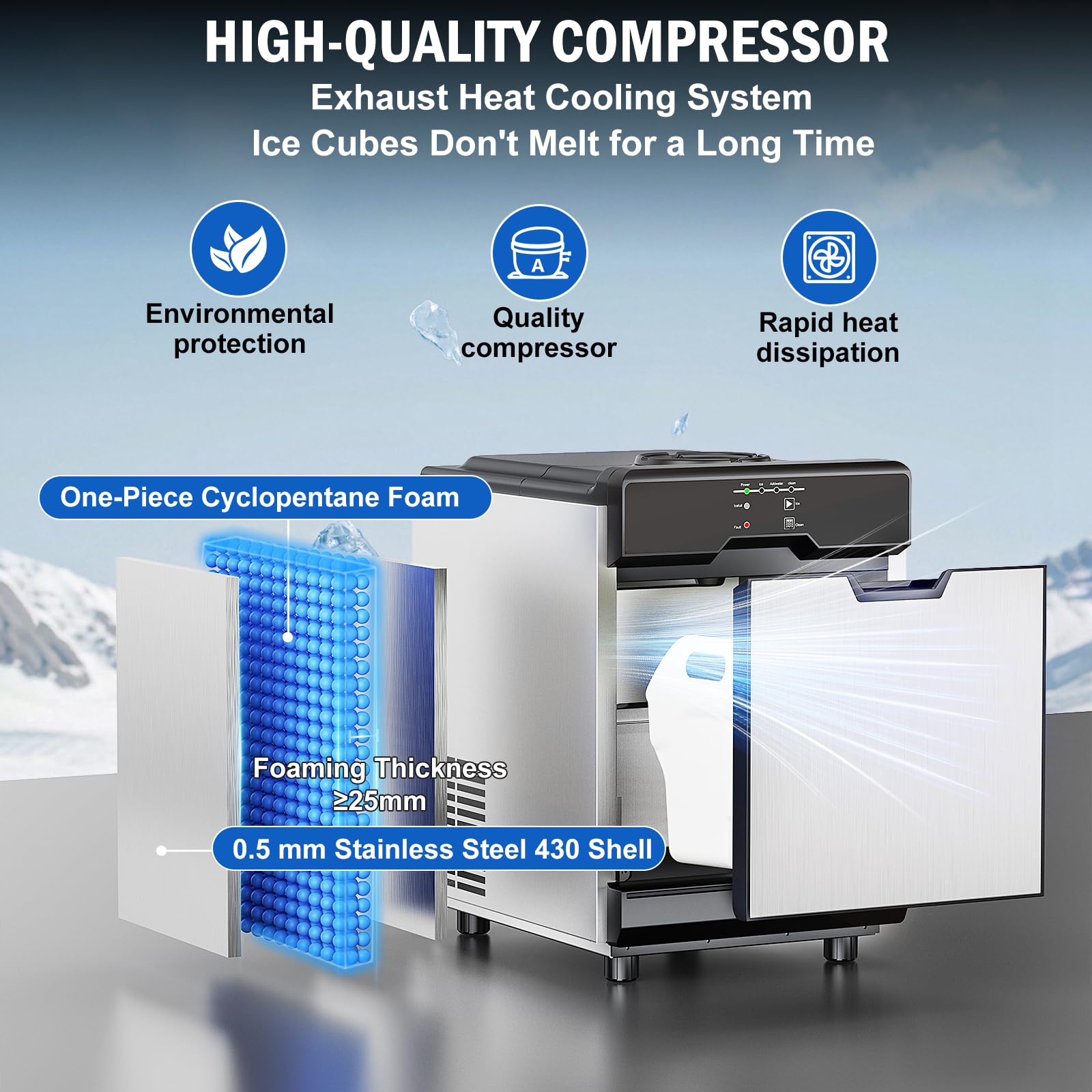 Nugget Ice Maker Countertop, 40 Lbs/Day With 10 Lbs Storage Bin, Freestanding/Countertop Ice Maker Machine Stainless Steel, Soft Chewable Pellet Ice Machine For Home Bar Kitchen Office, Self-Cleaning on Fridge.com - View 6