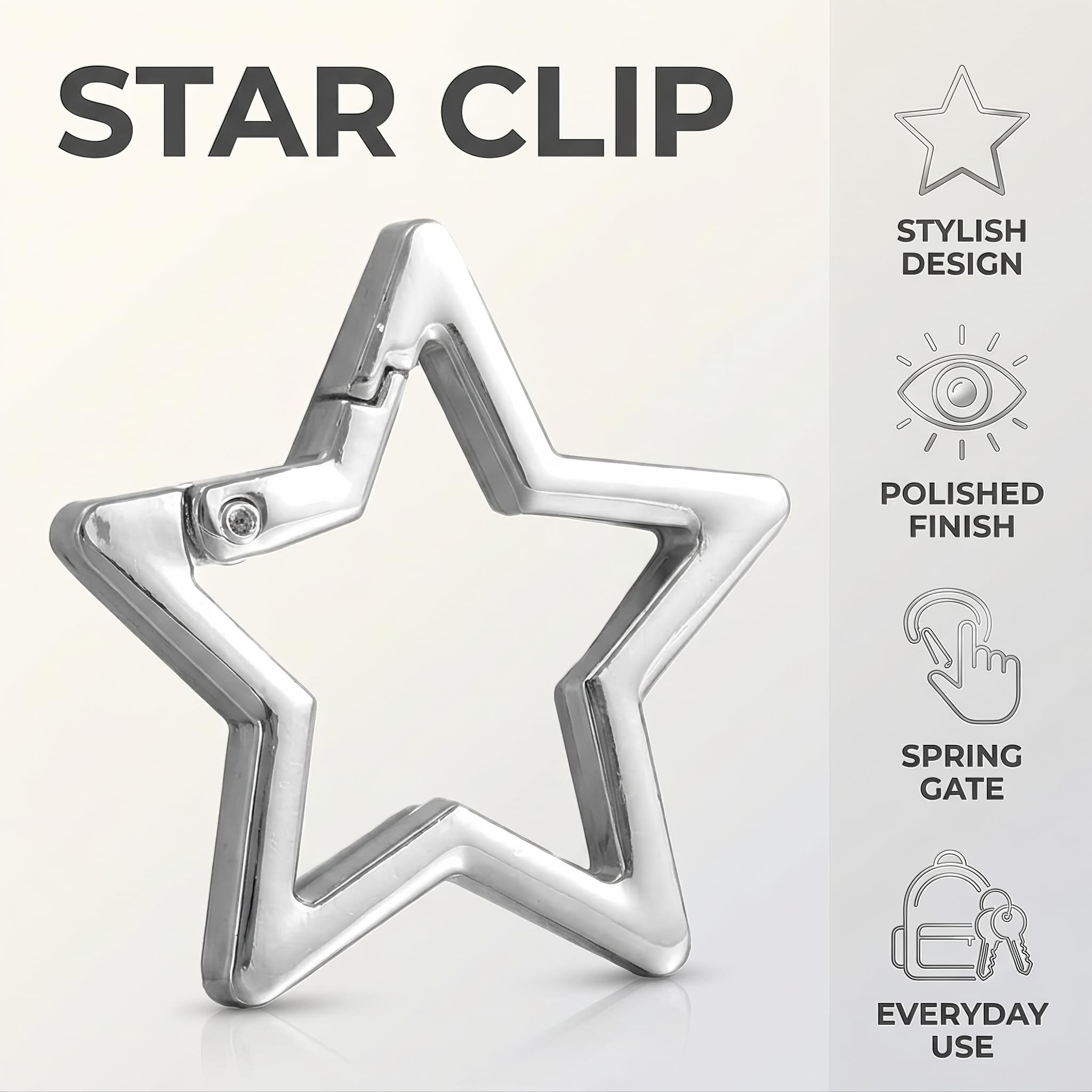 小物 dod spin croco silver 1 clip key chain Amazon.com: Silver Star Shaped Stainless Steel Keychain Clip