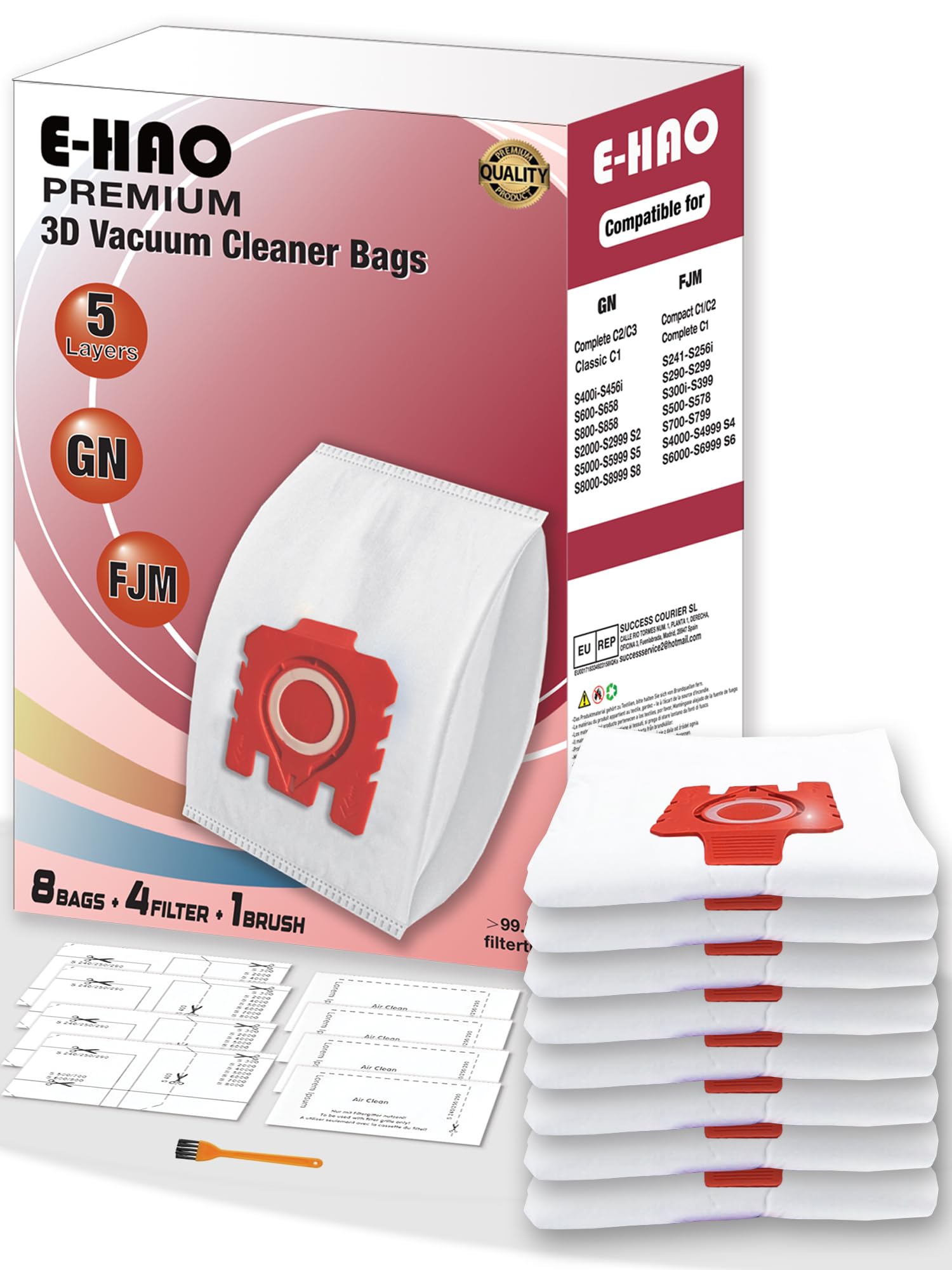 8 piezas de repuesto 3D mejoradas para aspiradora Miele aspiradora FJM y GN Bag. modelo: completo C1/C2/C3, compacto C1/C2, clásic