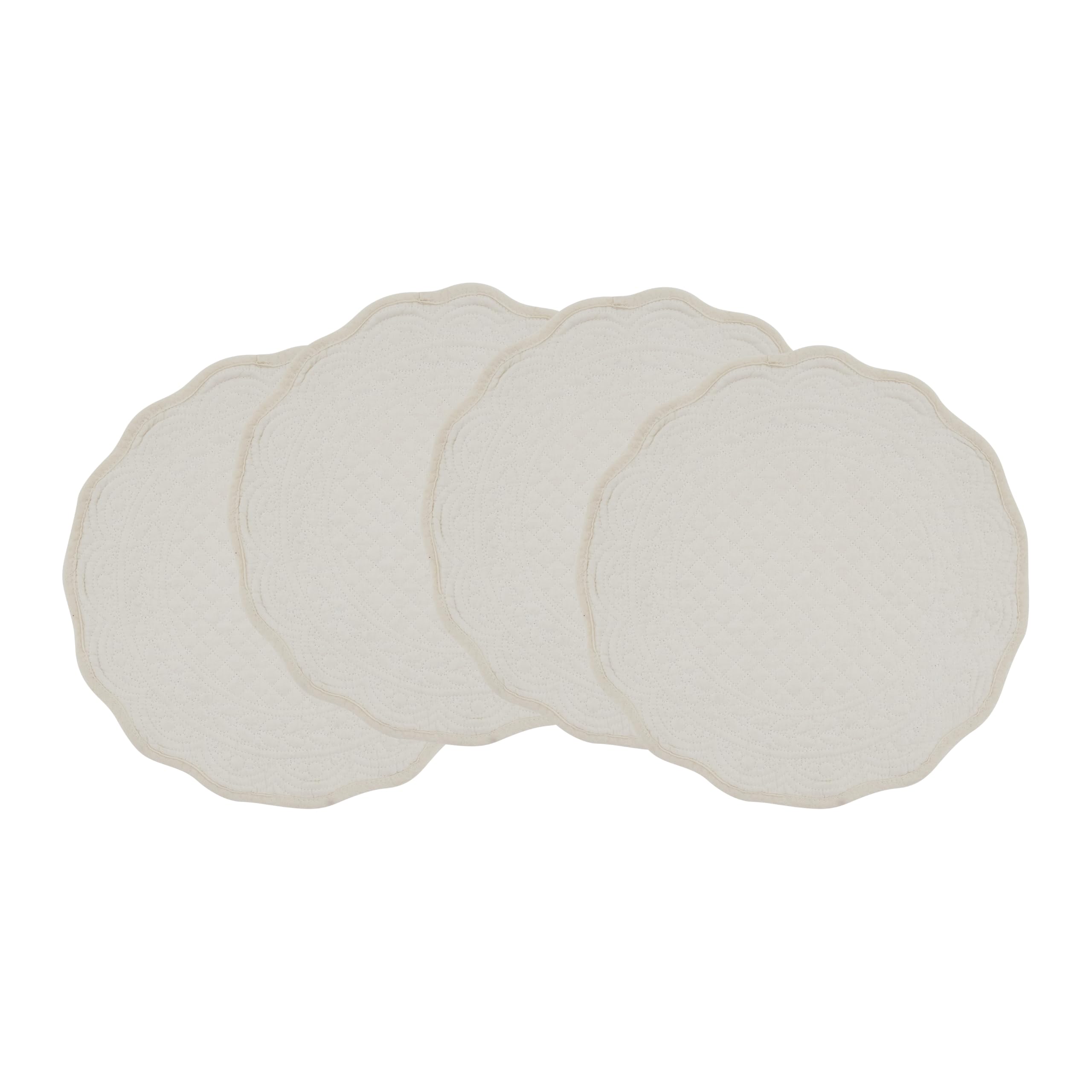 SARO Lifestyle Lot de 4 Sets de Table matelassés en Coton – Sets de Table de Style Cottage pour Salle à Manger Quotidienne, Tables superposées et Divertissement décontracté, 33 cm, Ivoire
