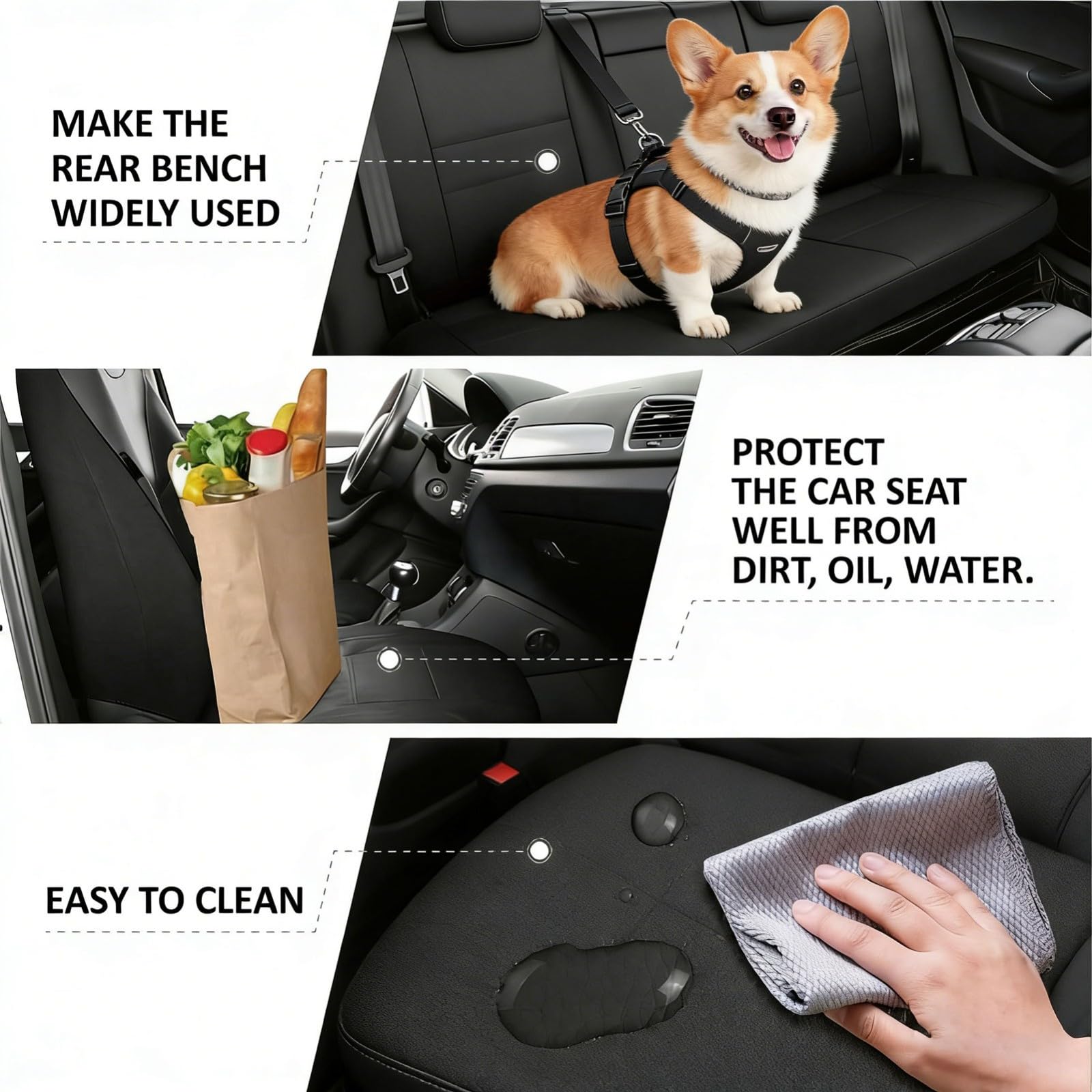 Fundas Asiento Cuero Coche - Juego Completo 5 Piezas (Delanteros y Traseros) - Impermeables, Cómodas - Compatible AirbagCinturón Seguridad【para New Hyunda Tucson 2024,Gris】