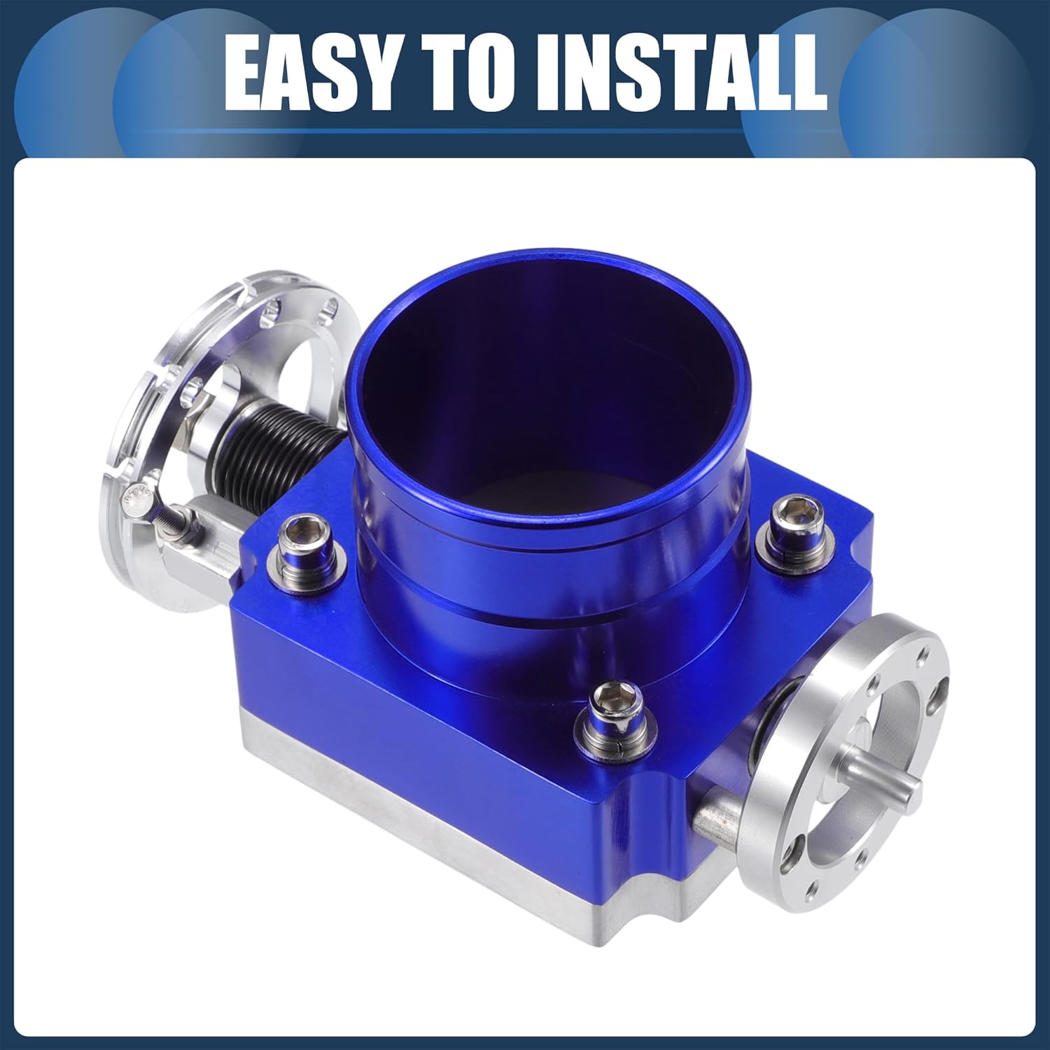 Throttle Body Assembly, 70mm Car Throttle Body Actuator Aluminum Alloy Silver Tone Blue, 1 Pcs