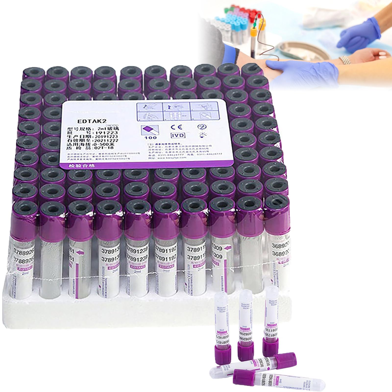 Provette sottovuoto per prelievo di sangue con EDTA K2 per la separazione del siero - Fornitura medica di laboratorio