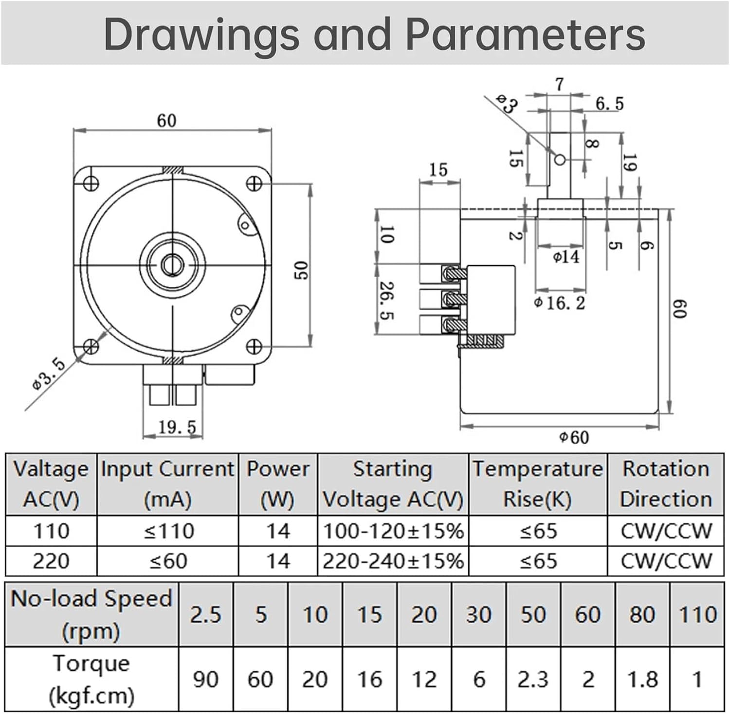 60KTYZ Synchronous Gear electronic starter CW/CCW High Torque Perm 68KTYZ  2.5-110rpm/min Permanent Magnet 60KTYZ Synchronous Gear electronic starter CW/CCW High Torque Perm