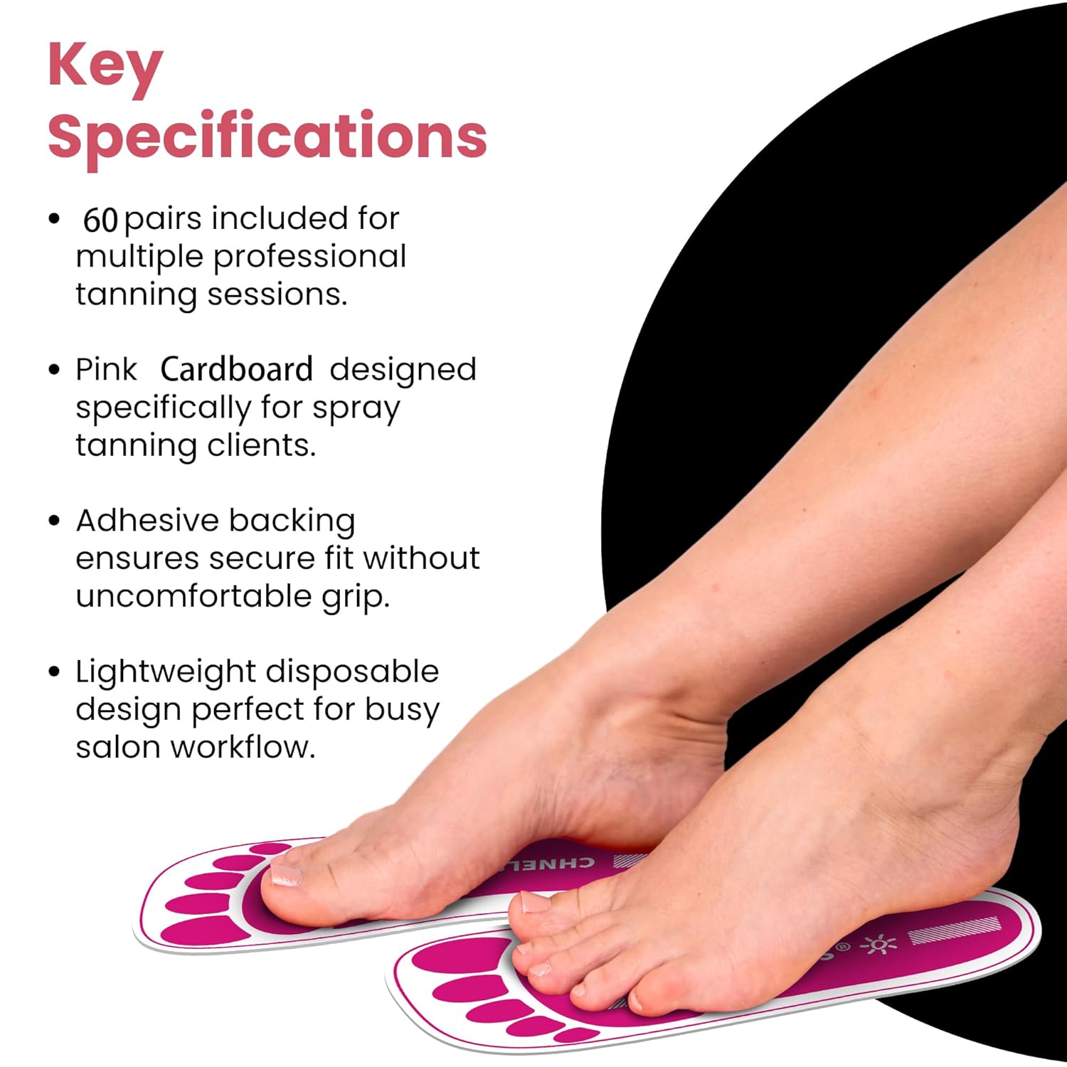 Pink 60Pairs(120Feets)Disposable Spray Tanning Feet Pads for Hygienic Foot Protectors,Comfortable & Hygienic Spray Tan Pads Feet-Specifically for the Spray Tanning Industry or Salon,One Size-Non Slip
