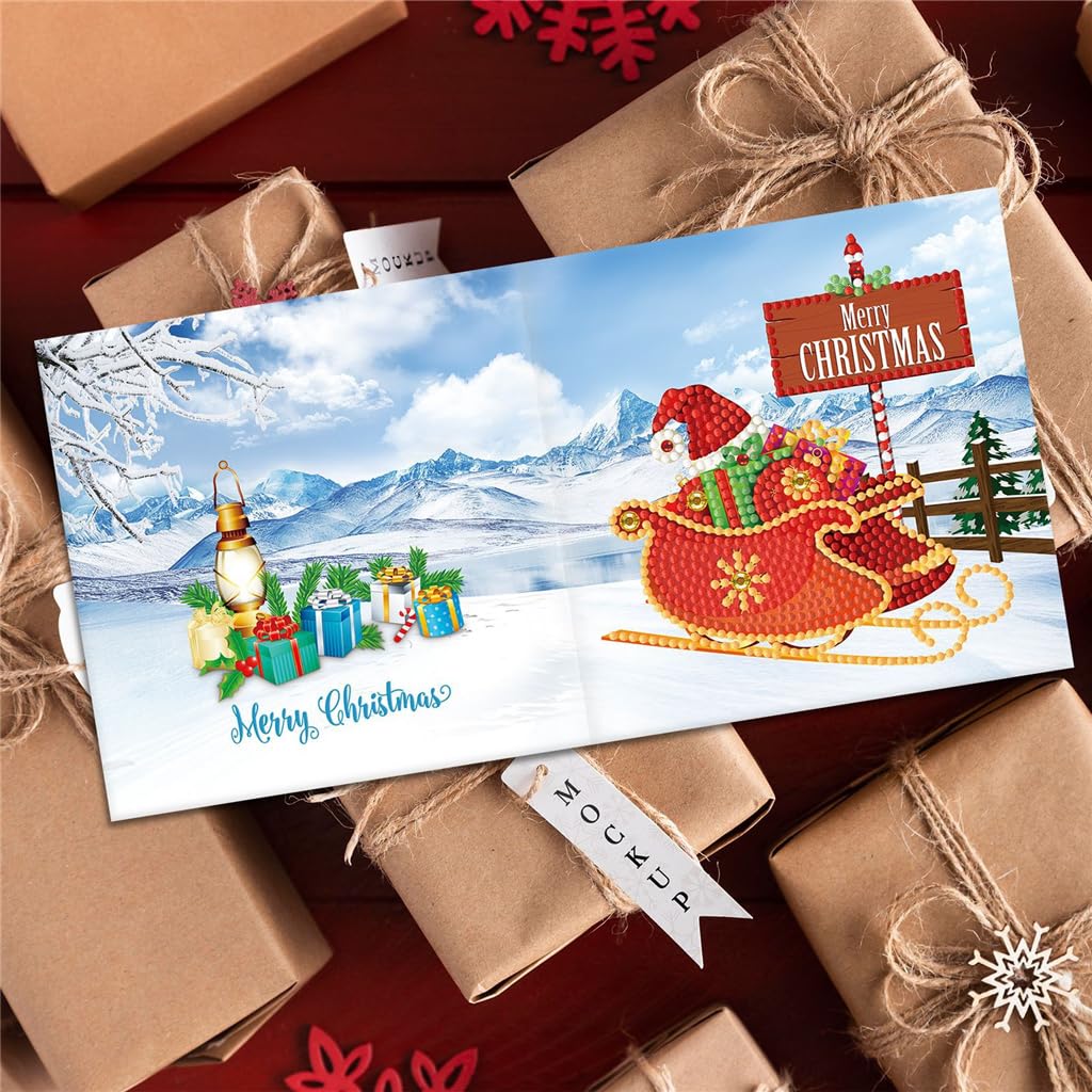 Diamond Painting Christmas Greeting Card Kits,5D Numbers Santa Claus New Year Greeting Card With Envelopes Holiday Greeting Cards Kits fit for Friends,Family,Children (M) - Image 2