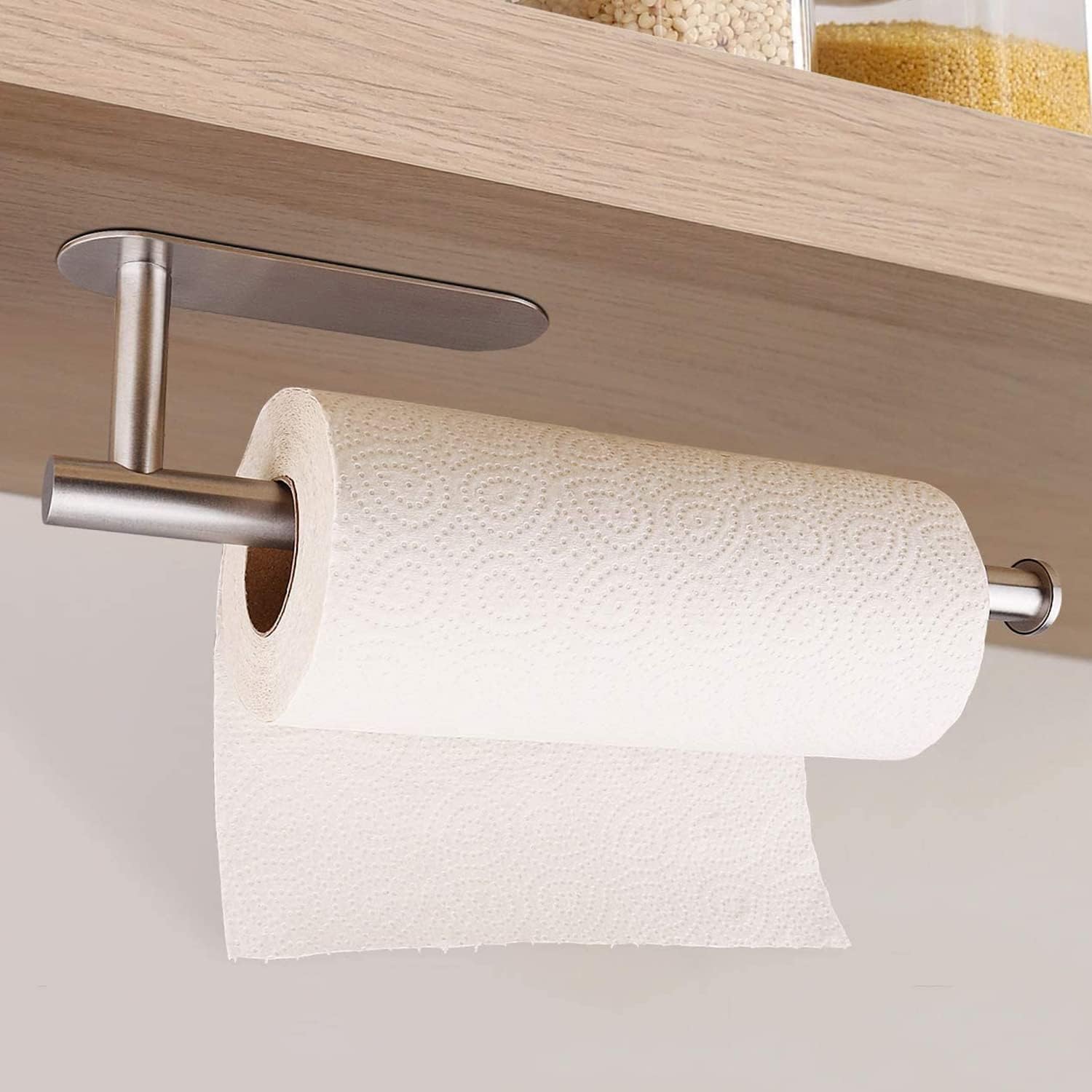 Baño Cocina Almacenamiento Portarrollos Acero Inoxidable Blanco - Autoadhesivo O Taladro | Soporte Papel Higiénico Baño Cocina Portarrollos Adhesivo Taladro